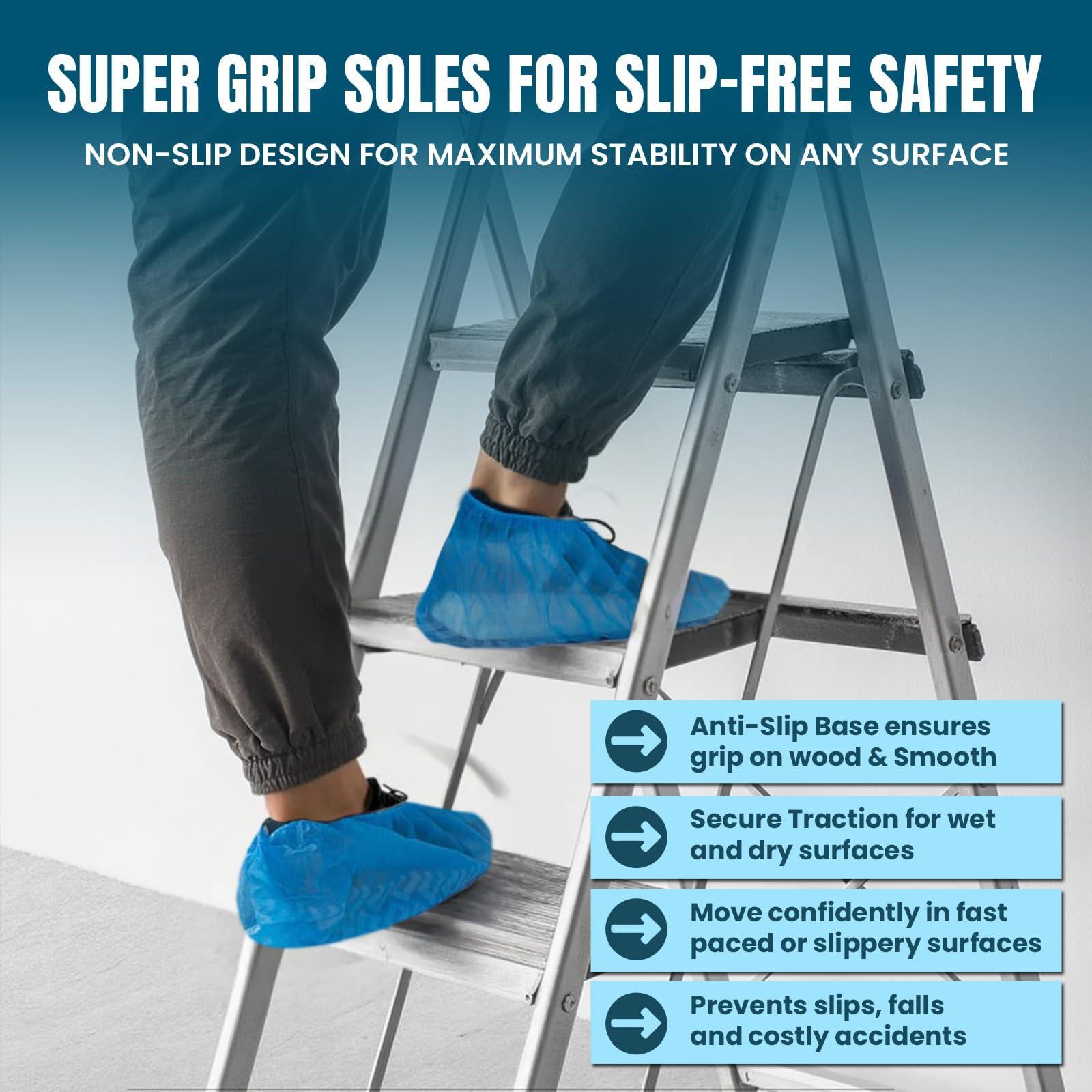 Alvexa Shoe Covers Disposable Non-Slip, Large 100 Count, Premium Cloth Boot Covers, Slip-Resistant, Durable, Breathable, Non-Toxic, Recyclable, Stretchable – Fits Men 11/Women 13 – Blue - Image 4
