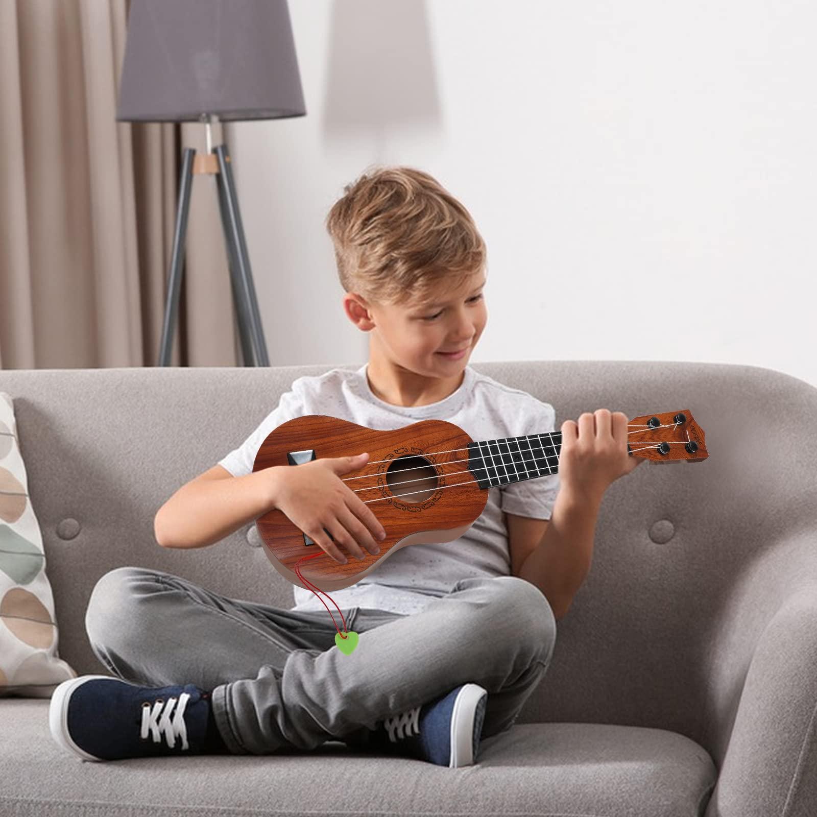 Raimy 17in Kids Ukulele Guitar - 4 Strings Mini Guitar Children Musical Instruments Educational Toys with Picks for Toddler Kids Boys Girls Beginner (Mahogany) - Image 2
