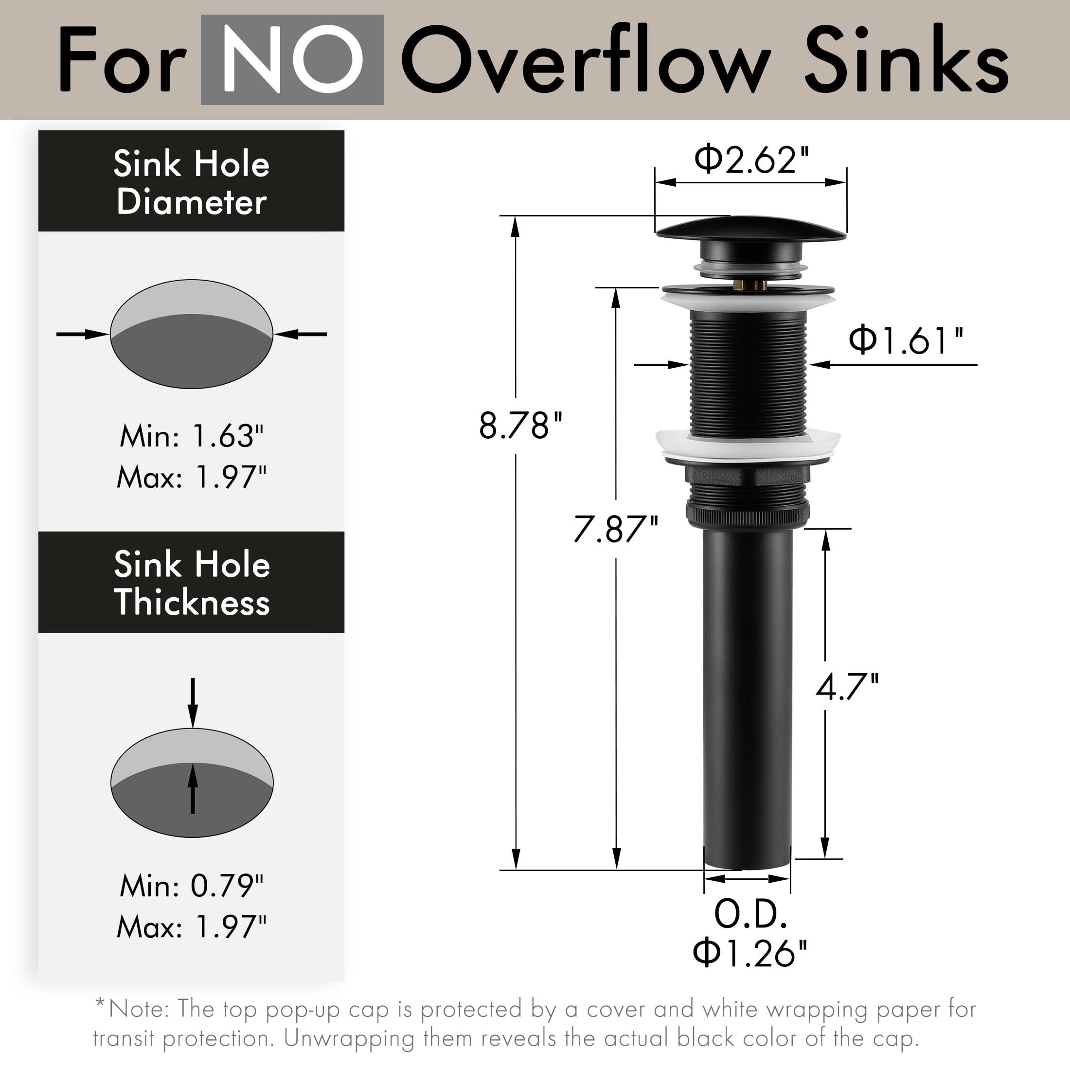 KES Bathroom Sink Drain Without Overflow Vessel Sink Lavatory Vanity Pop Up Drain Stopper Matte Black, All Metal Rustproof Brass and 304 Stainless Steel, S2008D-BK - Image 2