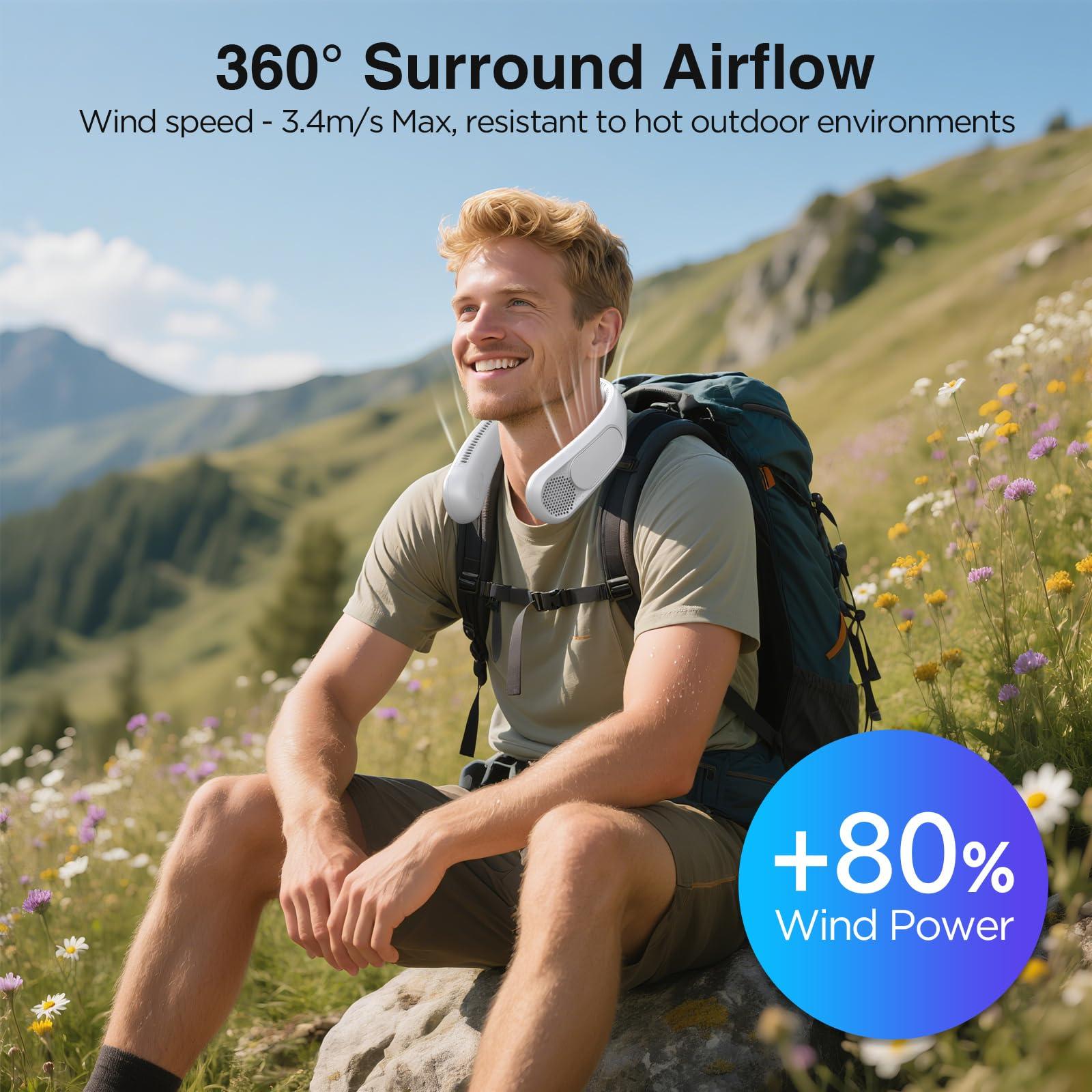 Hotsales Neck Fan, Hands Free Bladeless Neck Fans Portable Rechargeable, 6000 mAh Battery Operated Wearable Personal Fan, Cooling Neck Fan, 3 Speeds, USB Fan Gifts for Men, Women, Travel, Outdoor - Image 6
