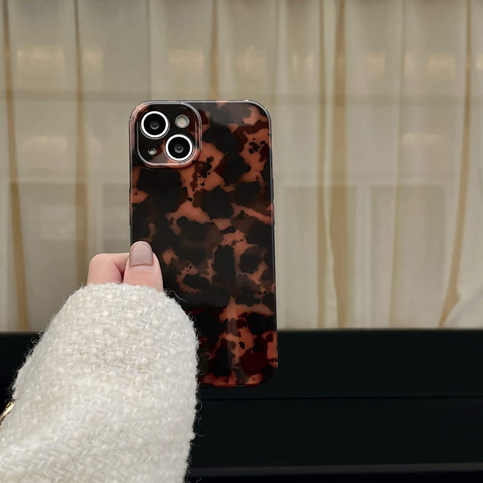 Tortoise Shell Retro Phone Case Compatible with iPhone 14 2022 Chic Amber Brown Leopard Stylish Classic Soft Slim Protective Cover for iPhone14 6.1inch - Image 3