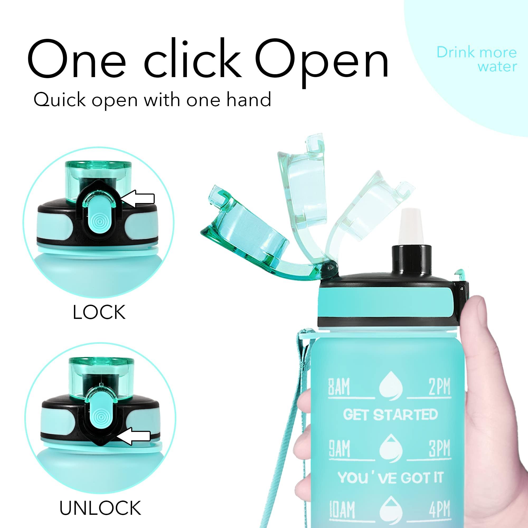 Newfad 32 oz Water Bottles with Straw & Strap, Motivational Water Bottles with Times to Drink, BPA Free Reusable Sports Water Bottle with Sleeve Carrier for Hiking, Travel, Running or Fitness - Image 6