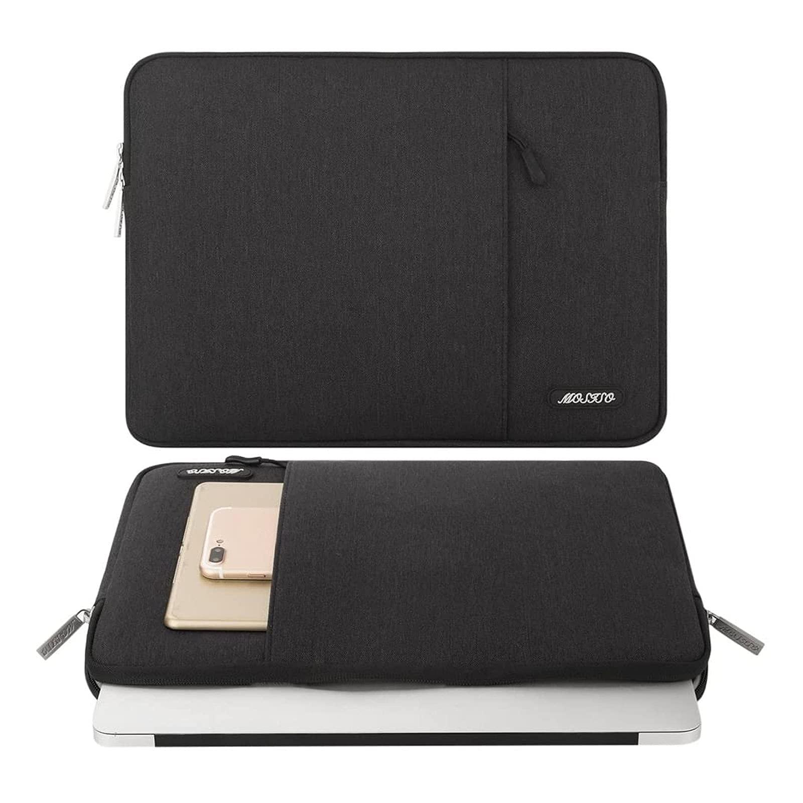 MOSISO Laptop Case 13.3 inch, 13-13.3 inch Laptop Sleeve Compatible with MacBook Air/Pro 13 / Pro 14, HP Dell ASUS Lenovo Notebook, Polyester Vertical Computer Sleeve Bag with Pocket, Black - Image 2
