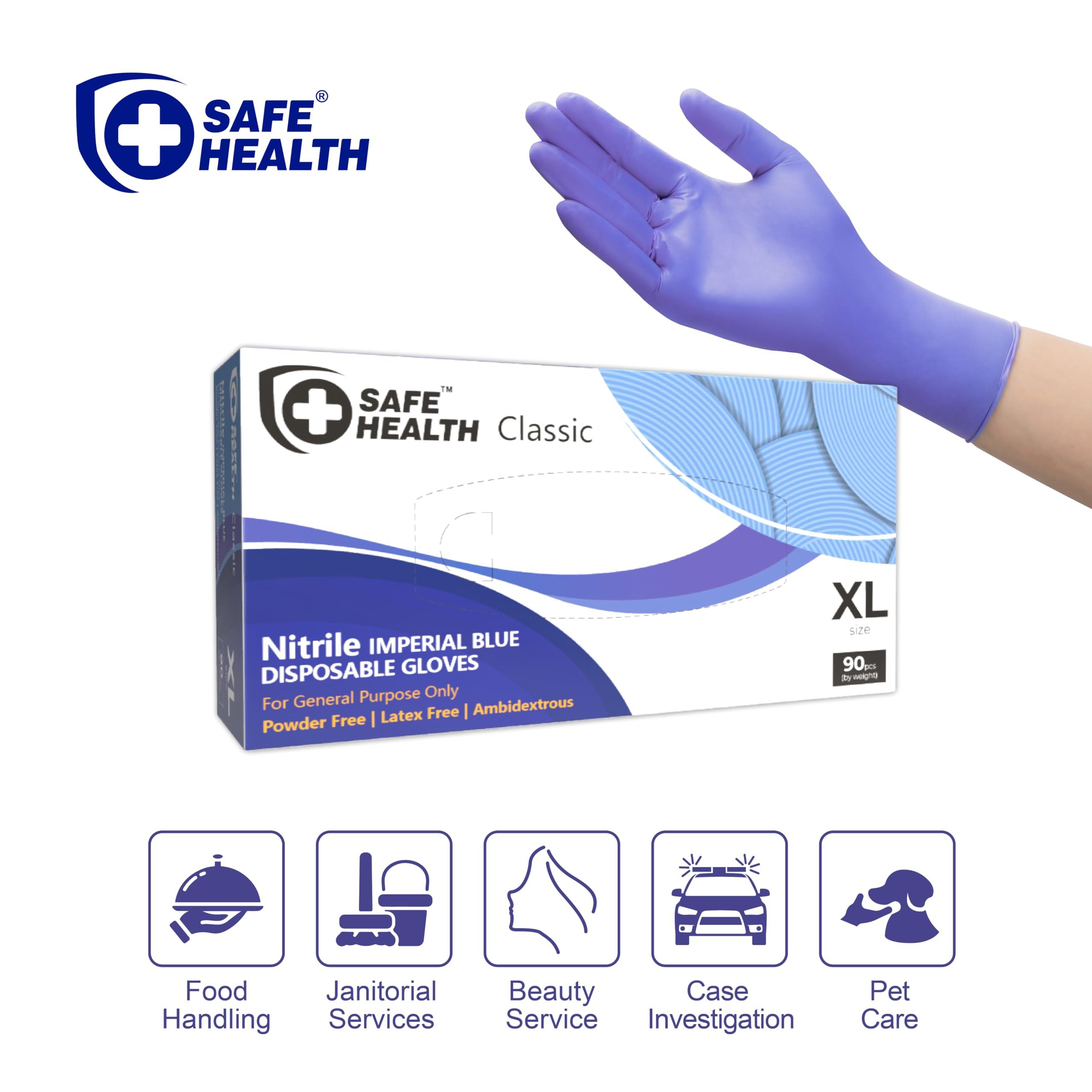 Safe Health Nitrile Imperial Blue Industrial Disposable Gloves, 3.5 Mil, Powder Free, Latex Free - Image 2