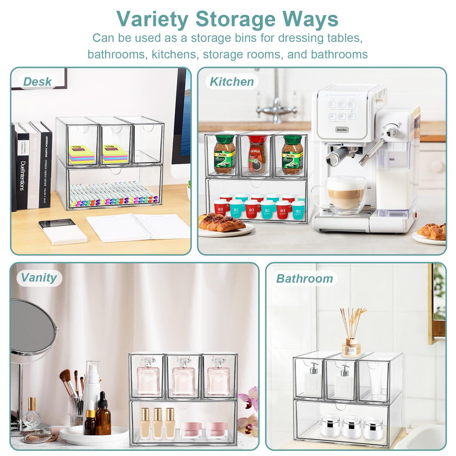 4 Tea and Coffee Organizer and Storage, Acrylic Tea Bag Holder Organizer, Plastic K Cup Drawer Container for Cabinet - Image 7