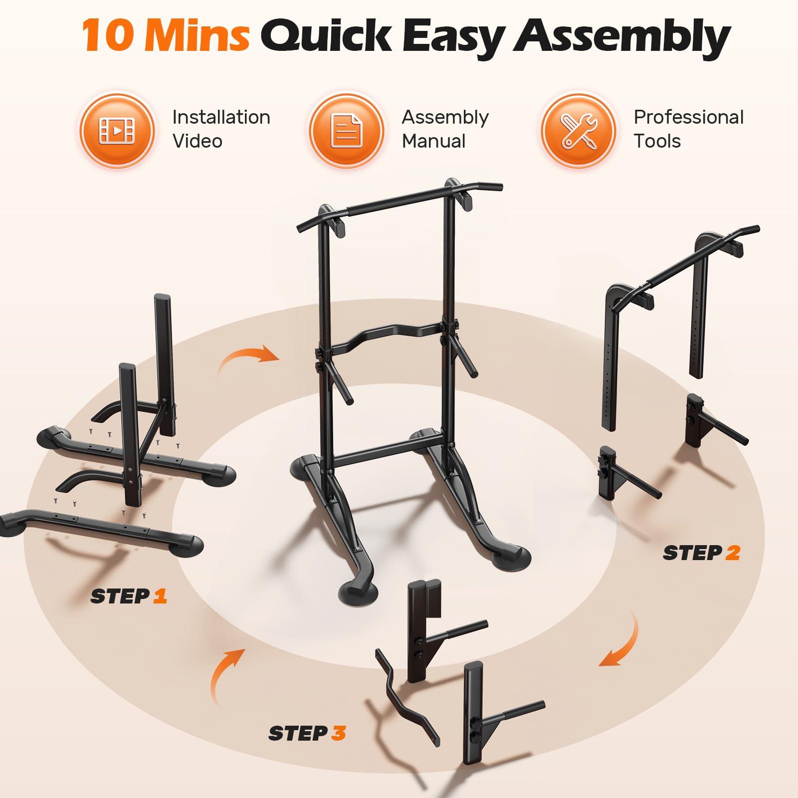 Power Tower Dip Station & Pull-Up Bar for Home Gym – Adjustable Height Strength Training Equipment for Pull-Ups, Dips, Push-Ups & More - Image 8