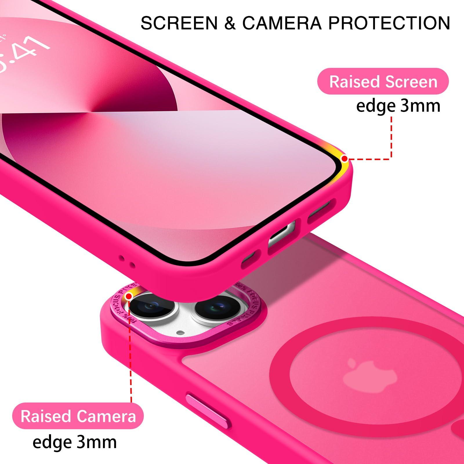 BENTOBEN Magnetic for iPhone 13 Case & iPhone 14 Case [Compatible with Magsafe] Translucent Matte Phone Case iPhone 13/14 Slim Shockproof Women Men Protective Cover for iPhone 13/14 6.1", Hot Pink - Image 5