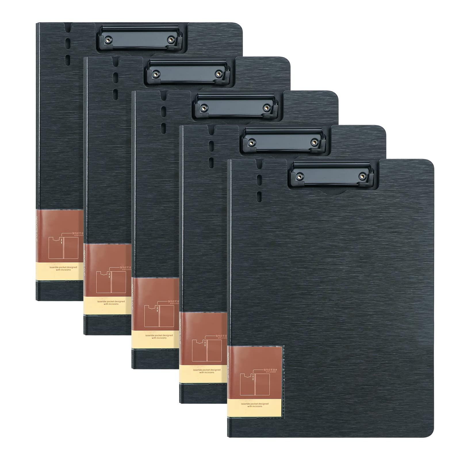 A4 Clipboard Folder,5 Pack Foldable Clipboards with Cover,Clip Board for Office School Business Classroom(Black)