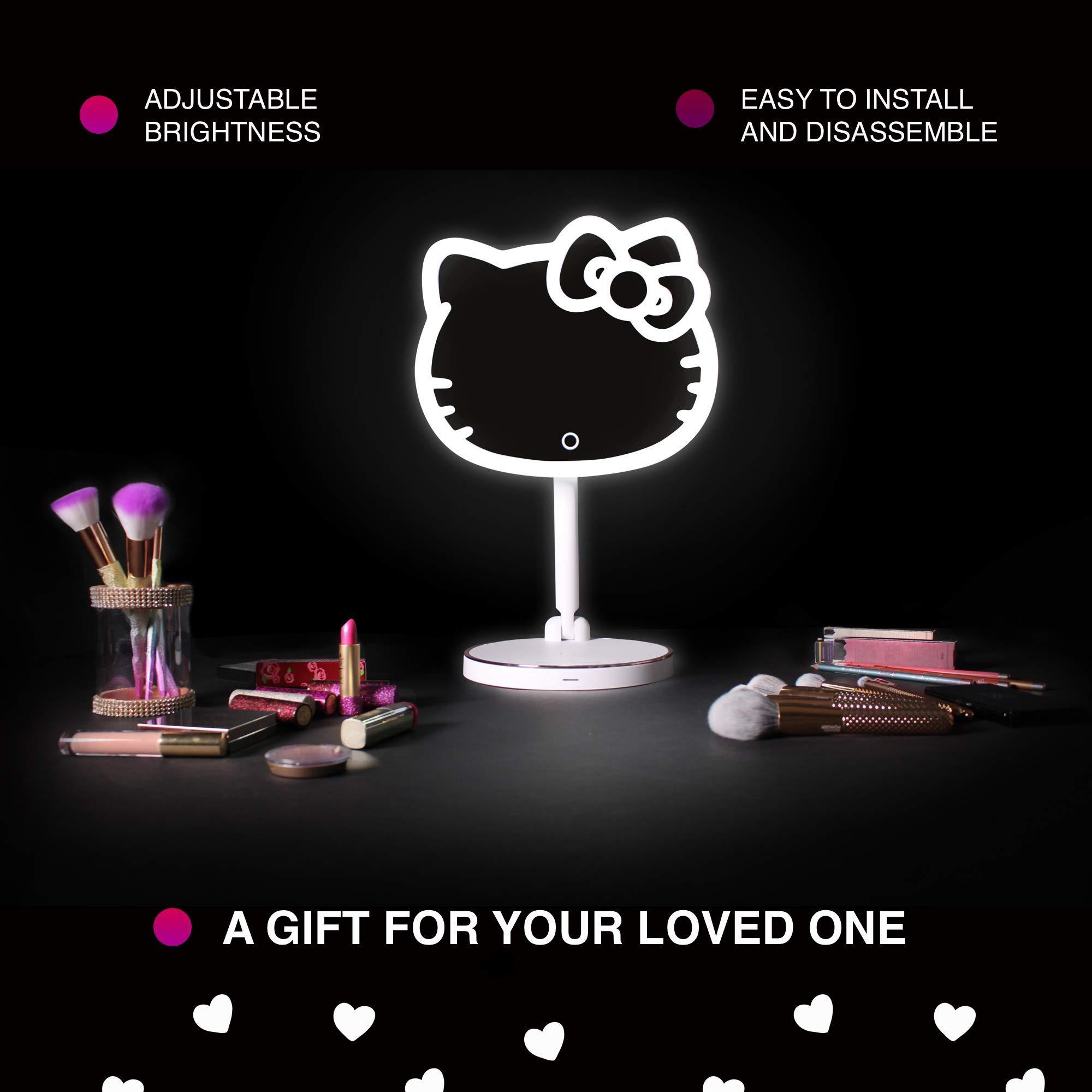 Impressions Vanity Hello Kitty Tabletop Mount LED Rechargeable Makeup Mirror with 360 Degree Rotation, Touch Sensor Desk Mirror with Light Strip and Adjustable Brightness - Image 9