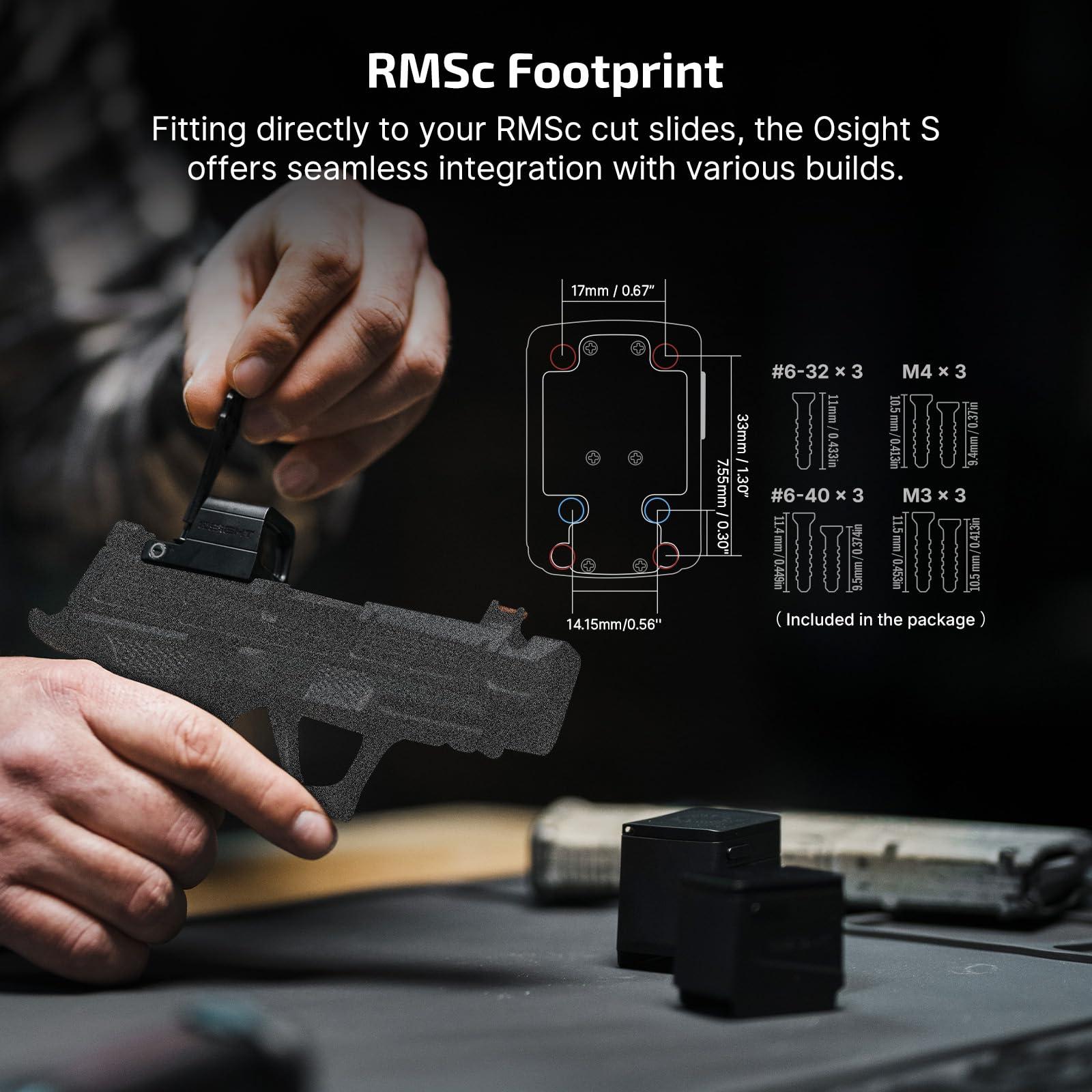 OSIGHT S Multi-Reticle Micro Enclosed Sight with Charging Cover, 2 MOA Dot & 32 MOA Circle for RMSc Footprint, Parallax-Free Durable Reflex Sights (Red Dot) - Image 4