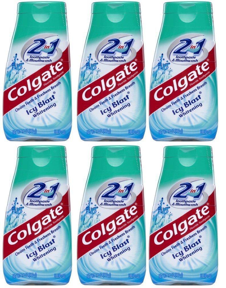 Colgate 2 in 1 Toothpaste Mouthwash Whitening 4.6 Tubes, Icy Blast, 27.6 Oz, Pack of 6 - Image 1
