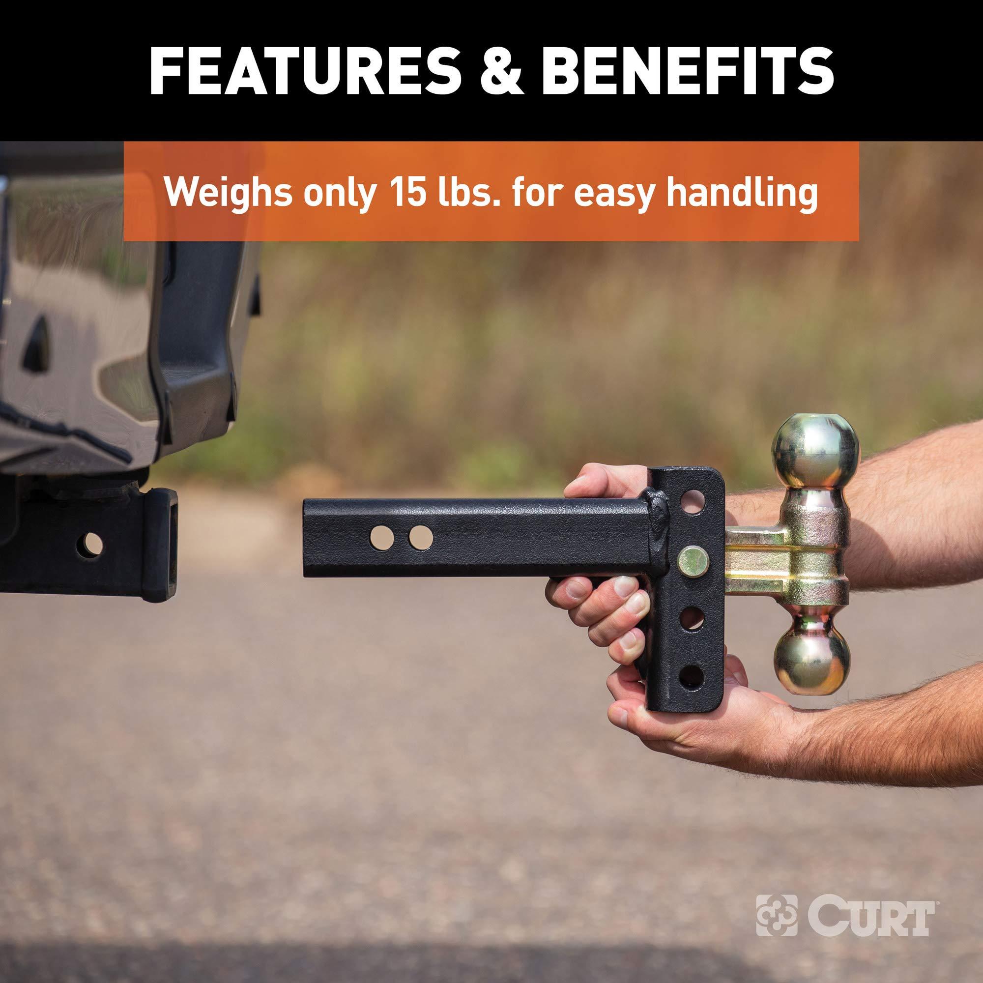 CURT 45903 Slim Adjustable Trailer Hitch Ball Mount, Fits 2-Inch Receiver, 3-3/4-In Drop, 2 or 2-5/16-Inch Balls, 10,000 Pounds - Image 6