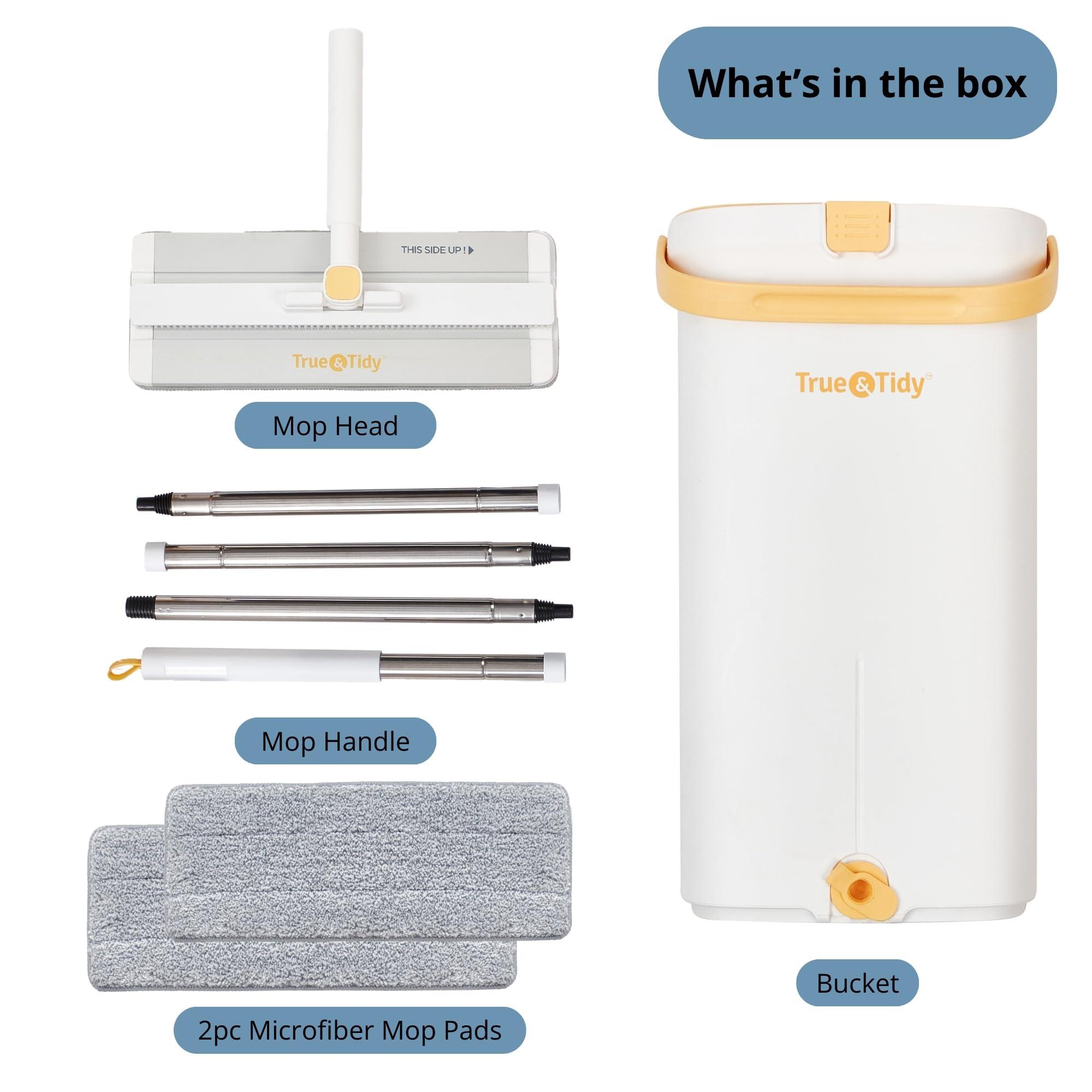 Mop and Bucket Set with Pump System for Home, Hands Free Self Cleaning with 3 Compartments to Separate Clean from Dirty Water, with 2 Machine Washable Microfiber Mop Pads, Patent Pending, in Gift Box - Image 9