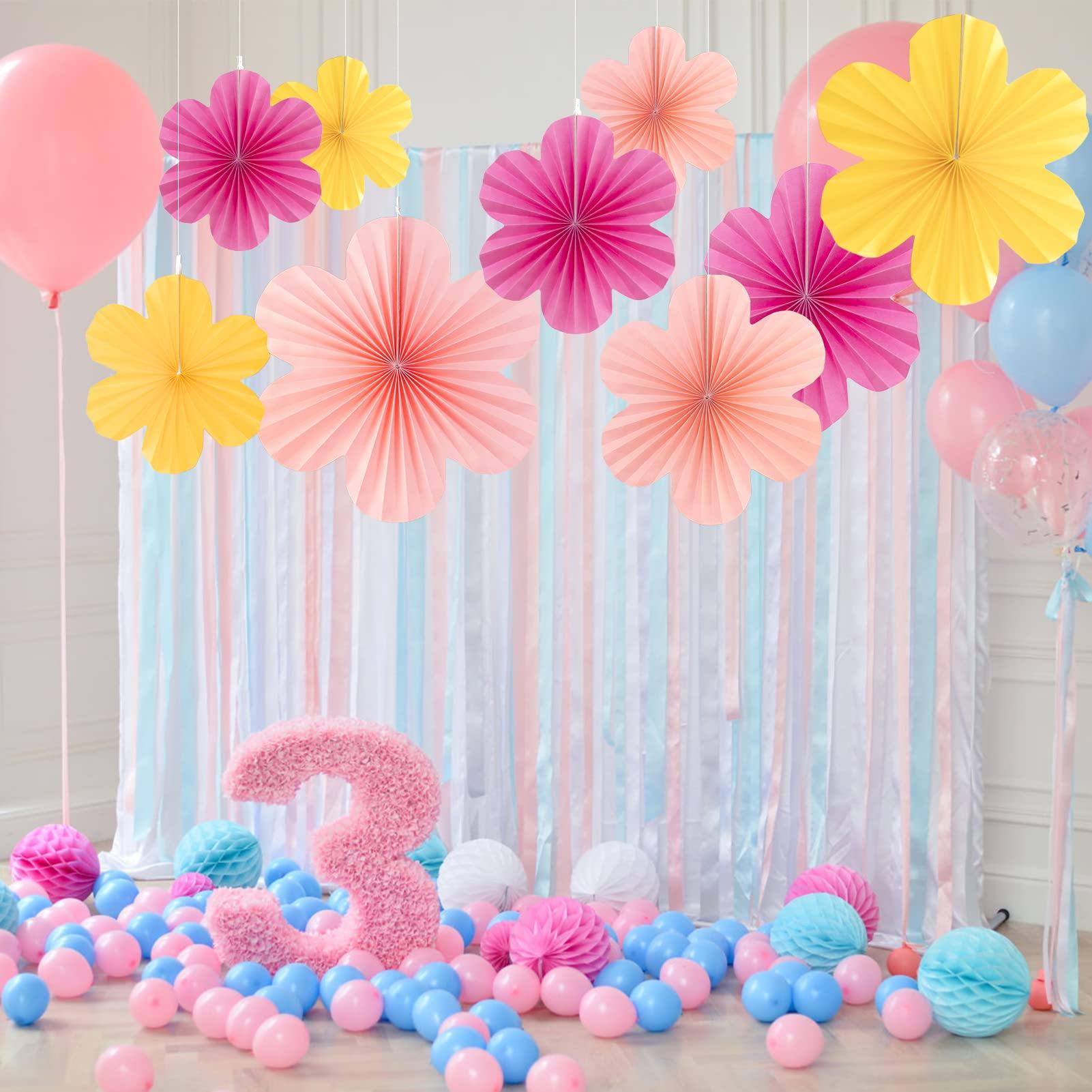 SUNBEAUTY 9 PCS Paper Flowers Decorations for Wall Paper Fans Classroom Decoration Paper Floral Backdrop Decor Paper Fans Decoration - Image 7