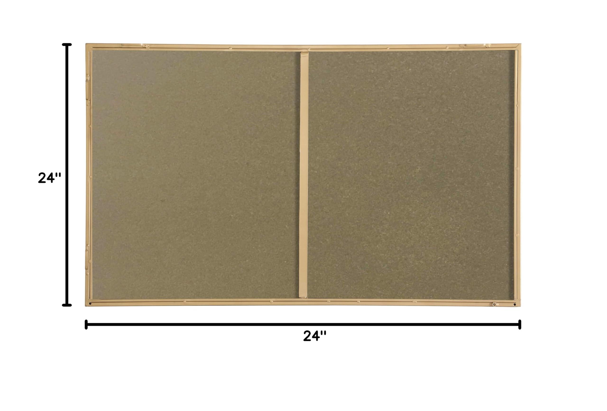 Elegant Decor Monet 40" x 24" Rectangle Metal Frame Mirror in Brass - Image 3