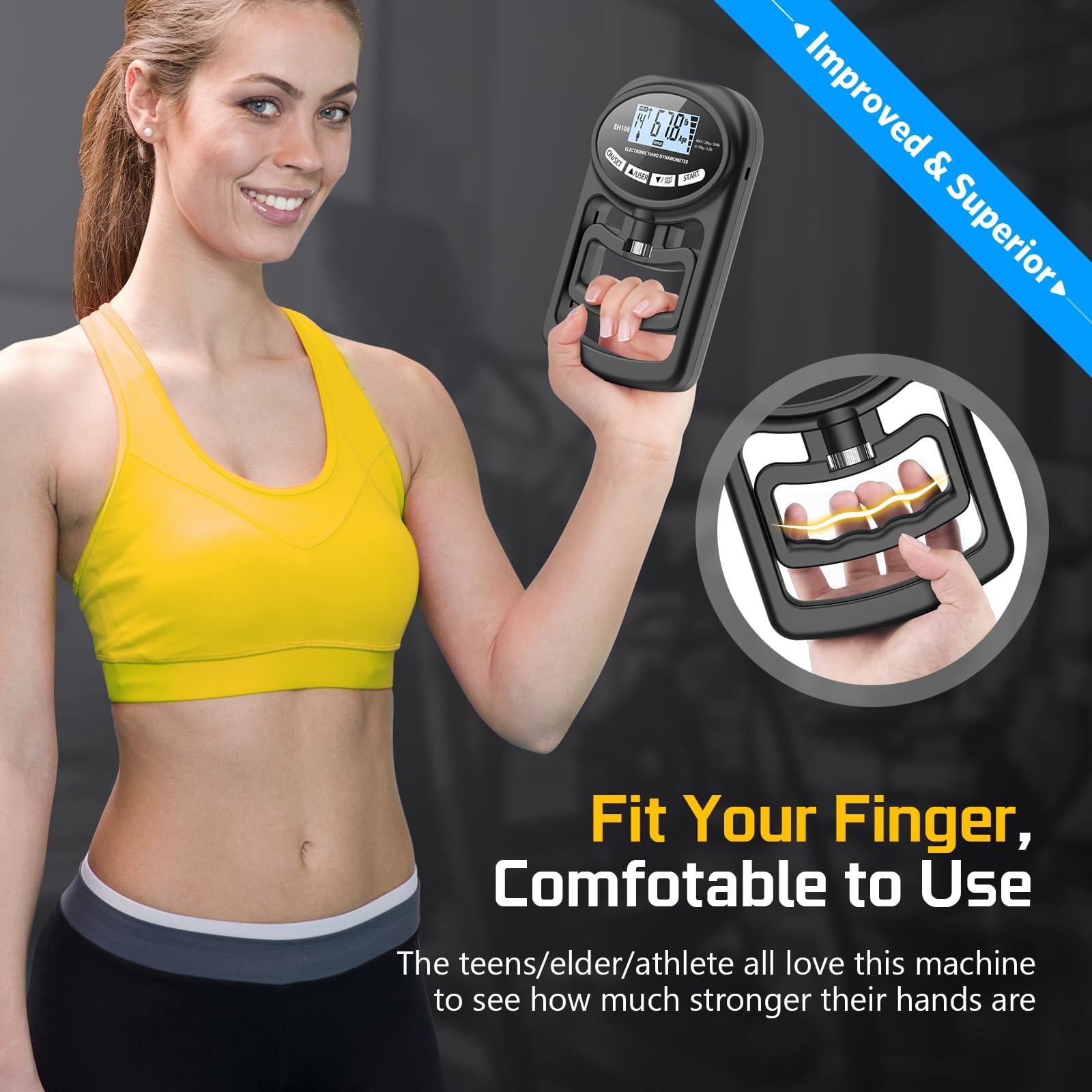 Hand Grip Strength Tester Trainer - Electronic Hand Dynamometer Forearm Grip Strengthener Exerciser Digital Training Gauge 265 Lbs 120 Kgs for Sport Home School Use - Image 6