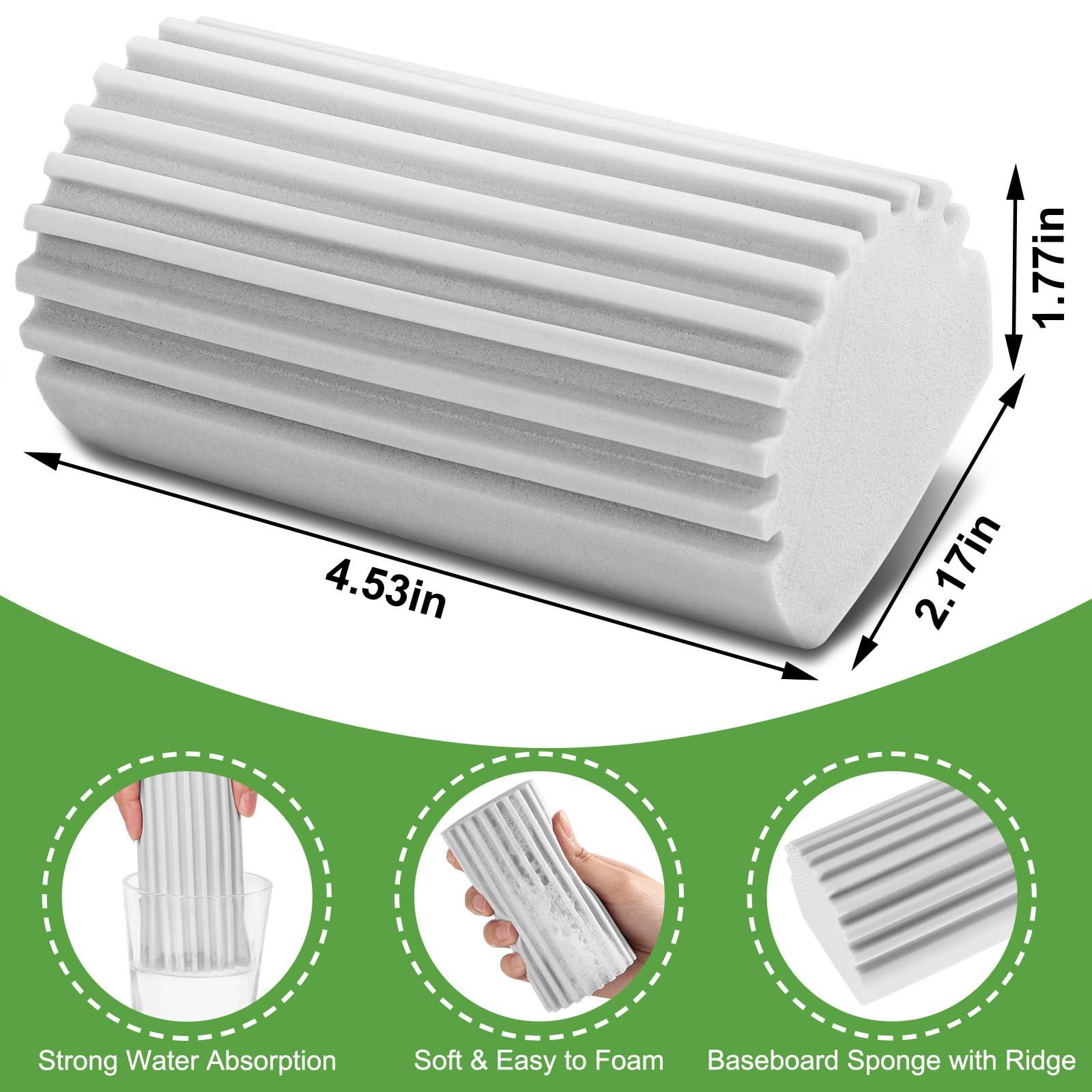 Jeymei 2-Pack Damp Clean Duster Sponge,Wet Dusting Sponge with Ridges,Magic Cleaning Sponge for Household Use, Reusable Baseboard Cleaner Tool for Blinds, Vents, Furniture and Window Track (Gray) - Image 2