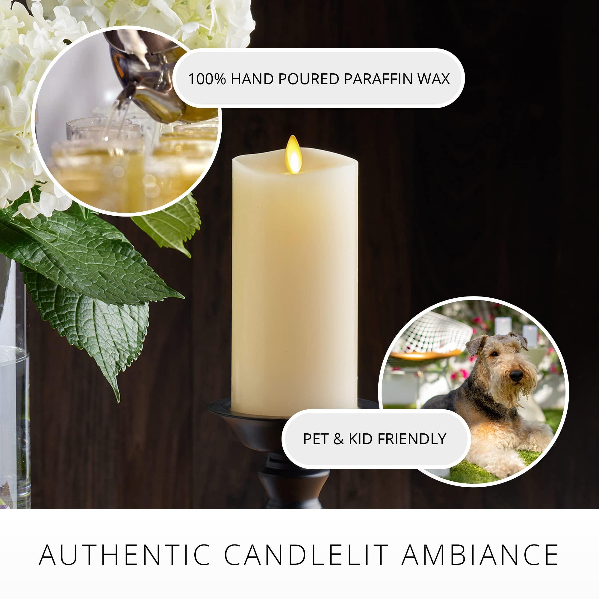 Luminara Realistic Artificial Moving Flame Pillar Candle - LED Operated Lights - Unscented - Remote Ready - Ivory (7.6 Wide x 15.6 Tall Centimetre) - Image 6