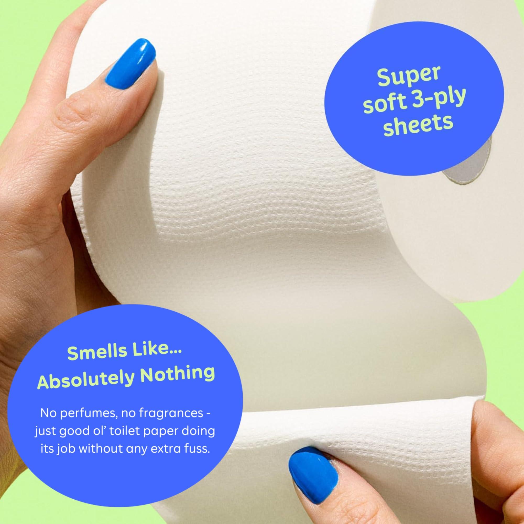 Who Gives A Crap 100% Bamboo Toilet Paper, 16 Rolls, 3 Ply, 330 Sheets, Long, Strong & Soft Toilet Tissue, Sustainable, Biodegradable, Renewable, Tree Free Bathroom Tissue Made with Bamboo Fibers - Image 3