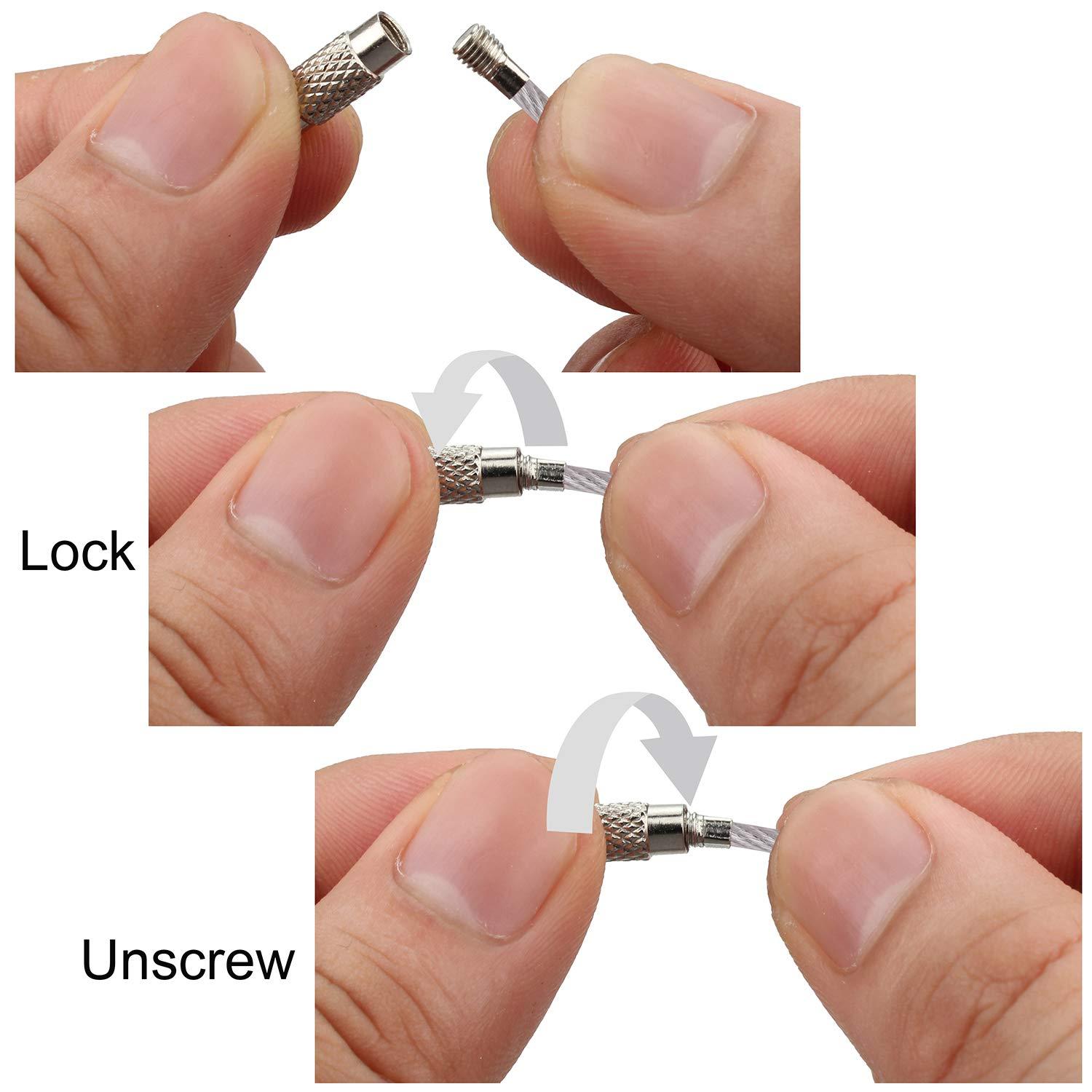 Wisdompro Keychain, 12 Pack of 4.3 Inches Stainless Steel Wire Ring 2mm Cable Loop Rings for Hanging Luggage Tag, Keys and ID Tag Keepers - Silver - Image 5
