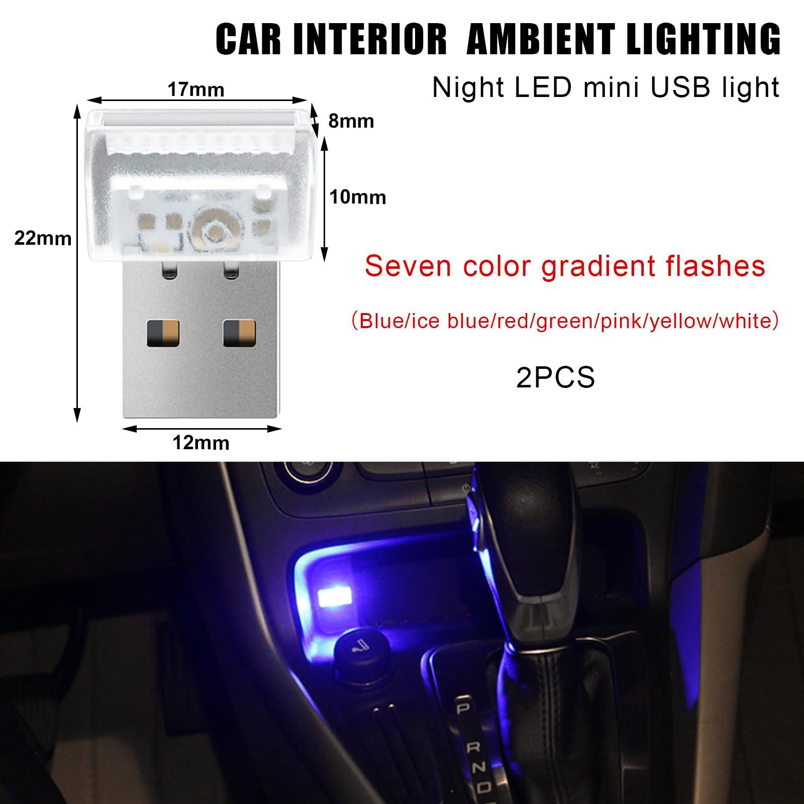 Suvnie 2PCS USB LED Car Interior Atmosphere Lamp, Mini Portable Night Ambient Lighting Kit, Plug in Automotive Interface Decor Light, Universal Vehicle Interior Lamp Accessories - Image 2