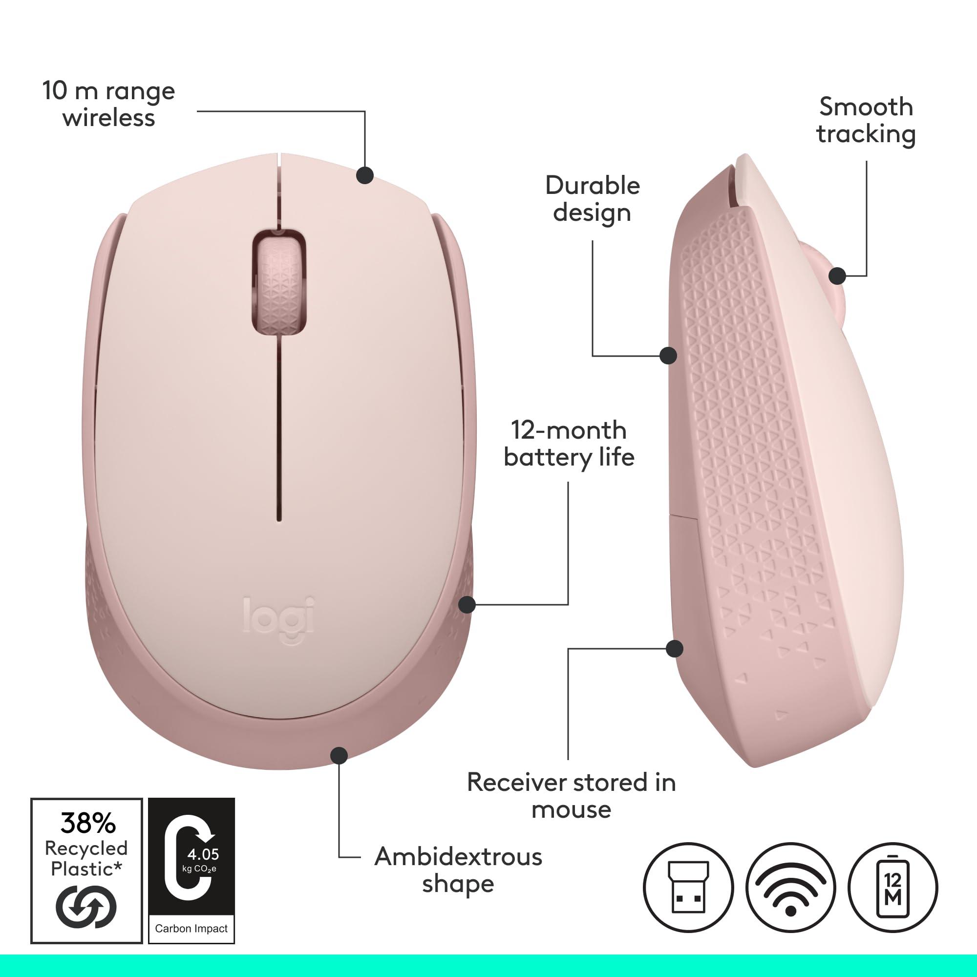 Logitech M170 Wireless Mouse for PC, Mac, Laptop, 2.4 GHz with USB Mini Receiver, Optical Tracking, 12-Months Battery Life, Ambidextrous - Rose (Renewed) - Image 8