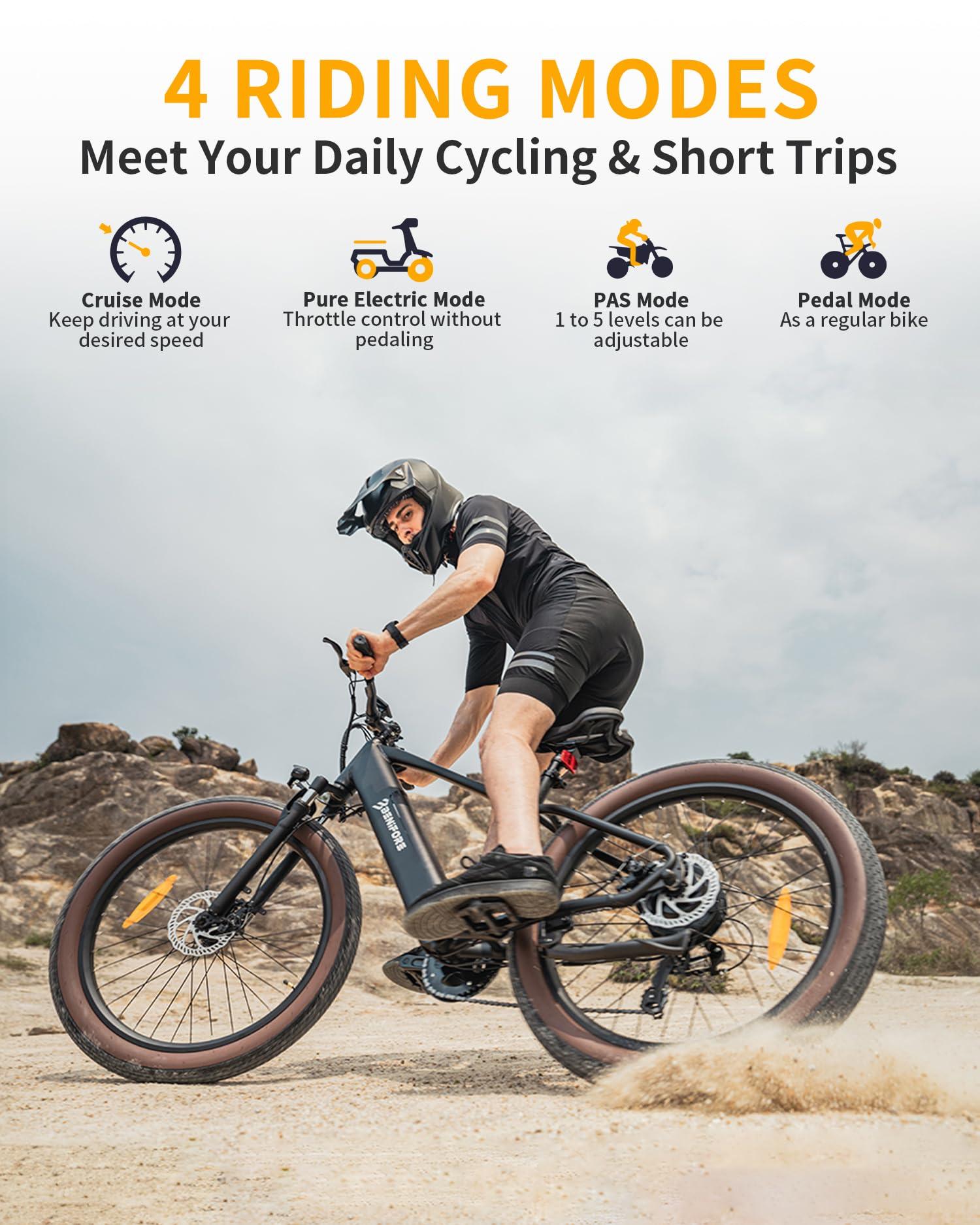 Luckeep Electric Bike for Adult 1500W Peak, 48V 720WH Removable Battery, 72 Miles 28 MPH, 26" Electric Mountain Bike with Hydraulic Suspension, 7-Speed,UL Certified Commute Fat Tire Mountain Ebikes - Image 9