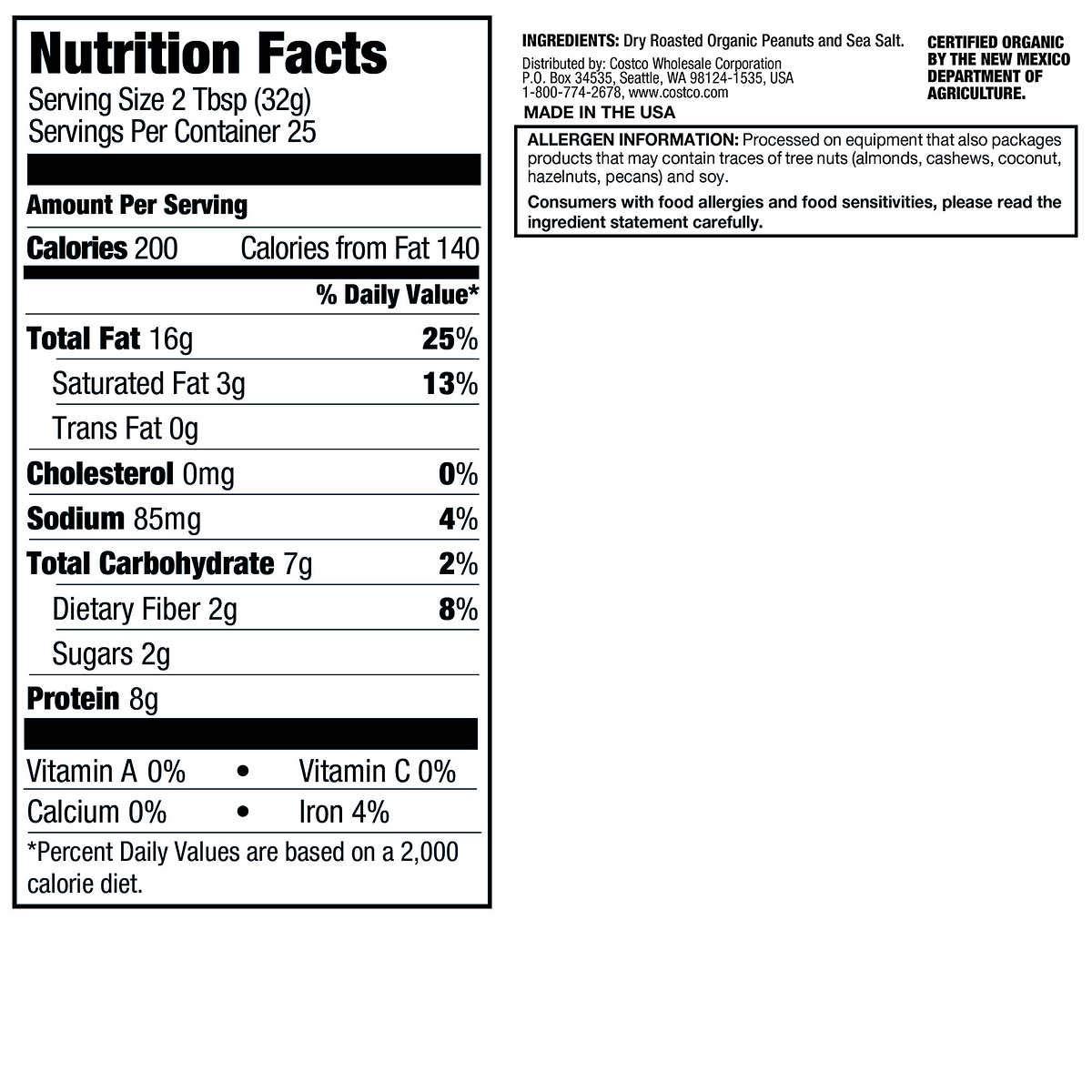 Kirkland Organic Creamy Peanut Butter U.S. Valencia Peanuts 28 Ounce Each Jar 2 Pack - Image 2