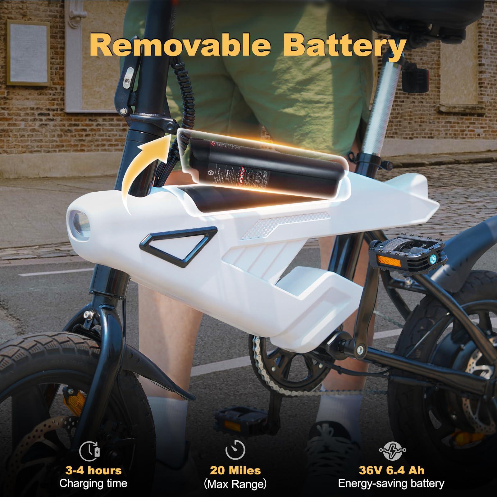 ESEPOWER Folding Electric Bike for Adults,Max Speed 20Mph, 500W Peak Motor & Portable,14" Electric Bicycles with 36V & 6.4 Ah Lithium Removable Battery,20 Miles PAS Range - Image 3