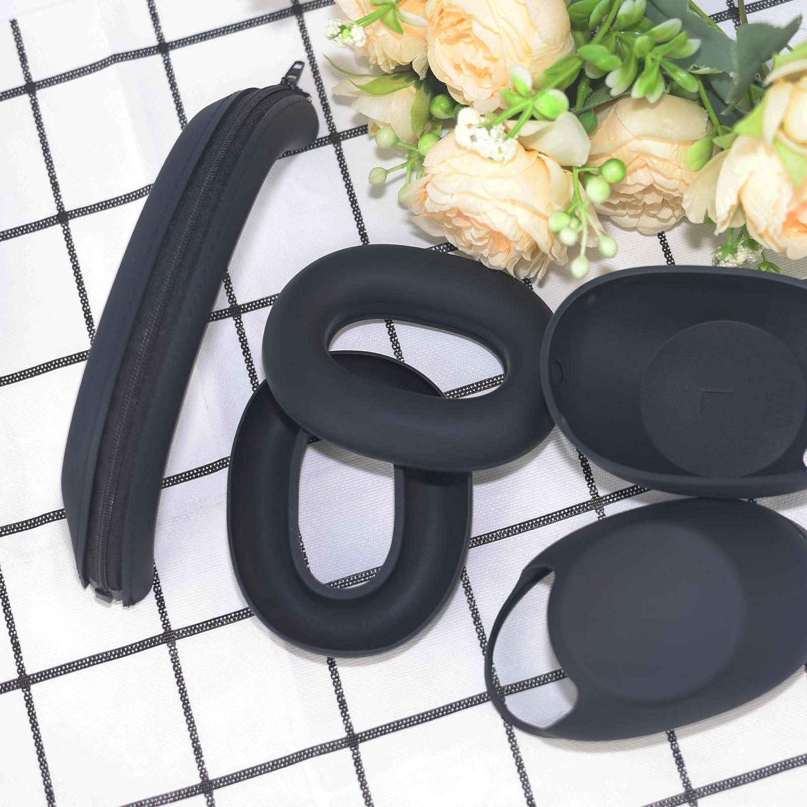 Adhiper 3-in-1 Silicone Sweat Case Cover for Sony WH-1000XM6 Headphones, XM6 Covers Accessories Silicone Ear Pads Covers & Headband Cover & Ear Cups Protector, Washable & Sweatproof - Black - Image 8