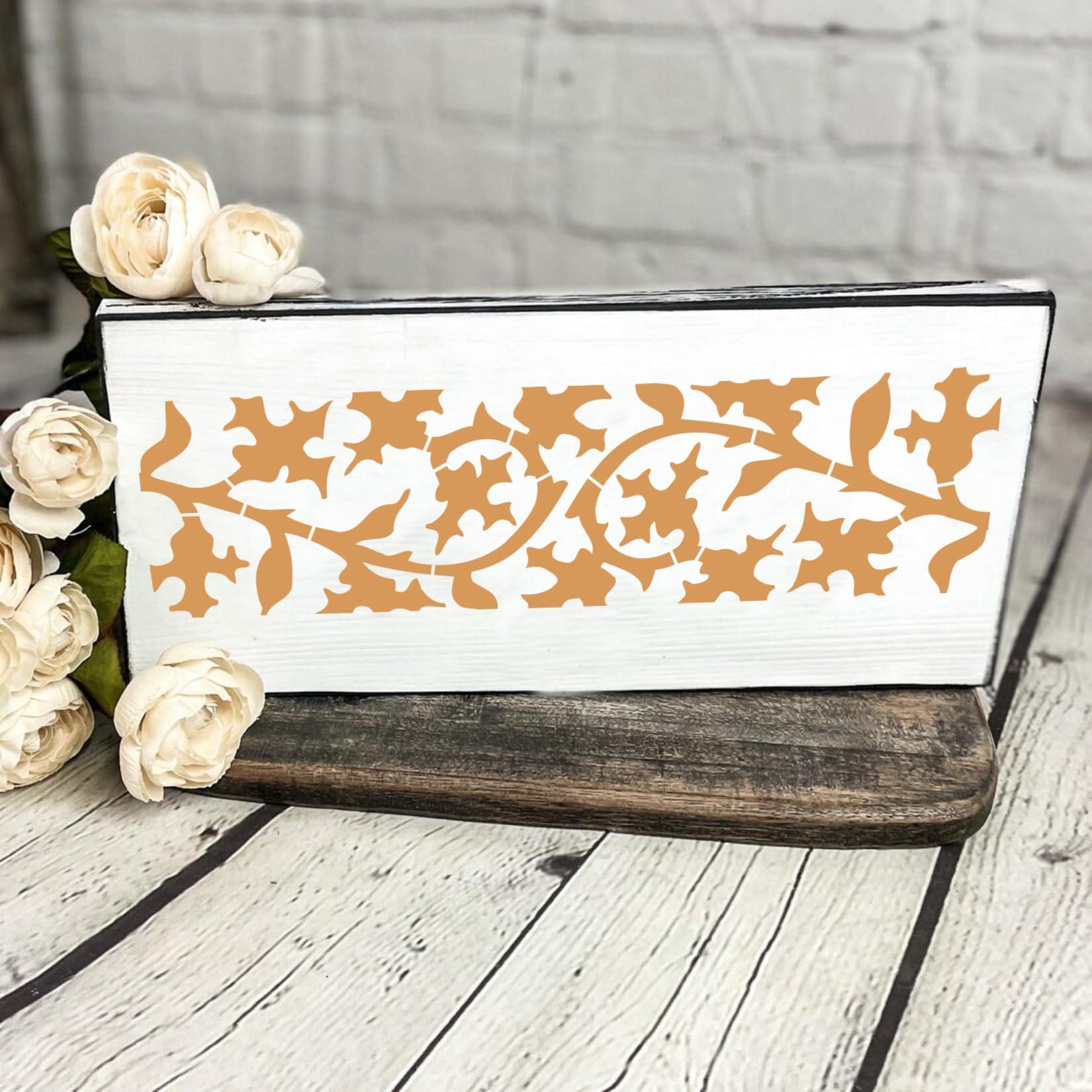 12 Pieces Border Stencils for Painting, Leaf Stencil Template Reusable Furniture Cake Decorative Stencils for Wood DIY Craft Canvas Fabric (12 Border Floral) - Image 2