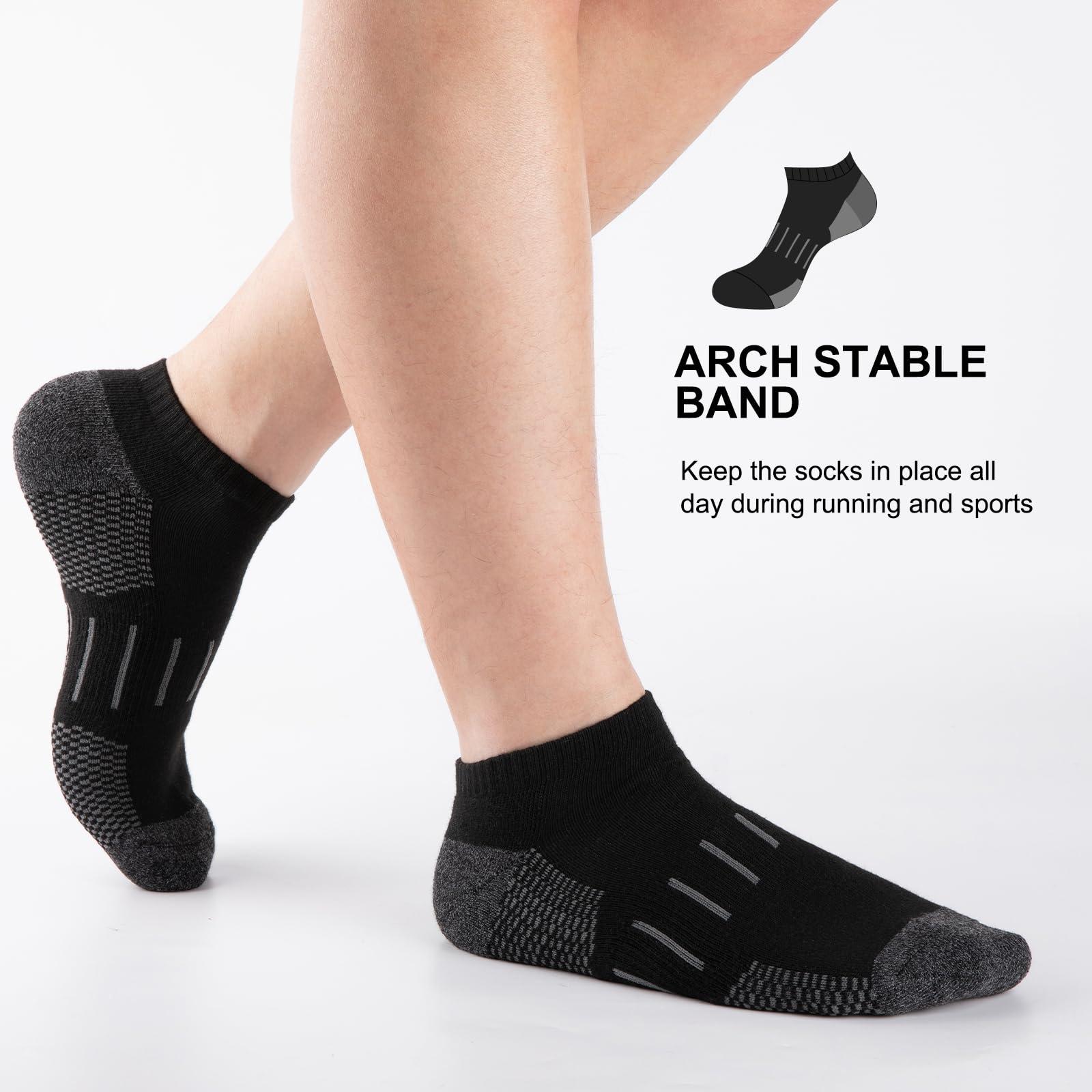 Heatuff Men's Athletic Ankle Socks Moisture Wicking Cushion Sports Running Low Cut Sock (8 Pairs) - Image 4