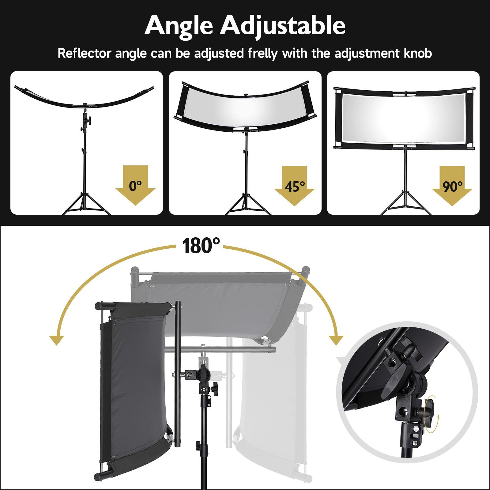 Clamshell Light Reflector/Diffuser with Carrying Case,40"X20" (4 Color in 1) Arclight Curved Eyelighter Lighting Diffuser for Photography Portrait Studio Video Shooting,Black/White/Gold/Silver - Image 4