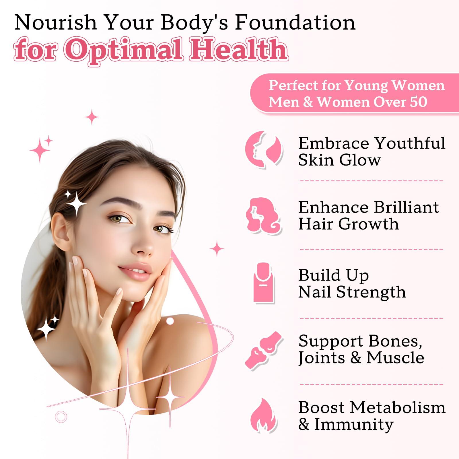 Zetelixia Collagen Gummies for Women Men, Hydrolyzed Collagen Peptide Type I,II,III,V,X with Biotin, Vitamin C A B D E for Skin Hair Nails J0ints, Immunity Energy Digestion, Sugar Free, 60 Count - Image 3