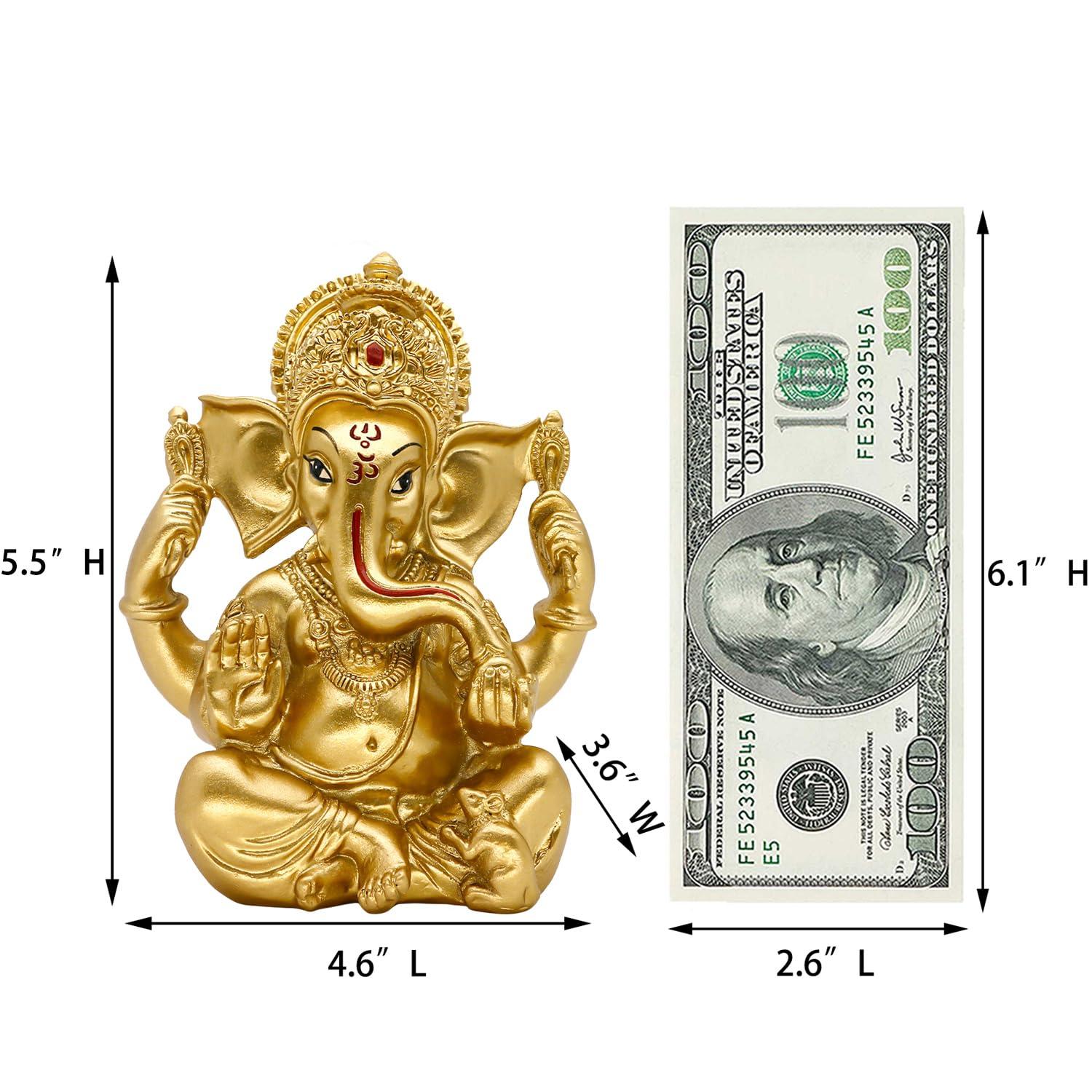 Hindu Ganesha Statue Diwali Decor - India God Lord Ganesh Ganpati Indian Idol Home Office Temple Mandir Puja Decor Altar Yoga Meditation Room Altar Shrine Kit Wedding Return Gift - Image 2