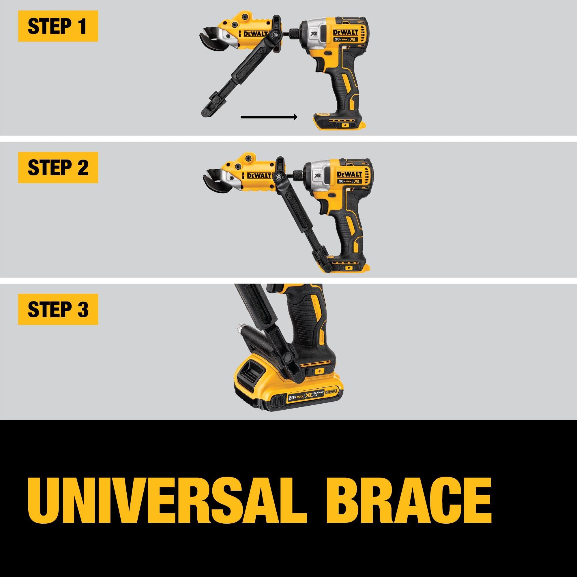 DEWALT Metal Shear/Cutter Drill Attachment, Impact Ready, 360 Degree Pivoting Head, Cuts 18GA Material (DWASHRIR)(Yellow, Black) - Image 10