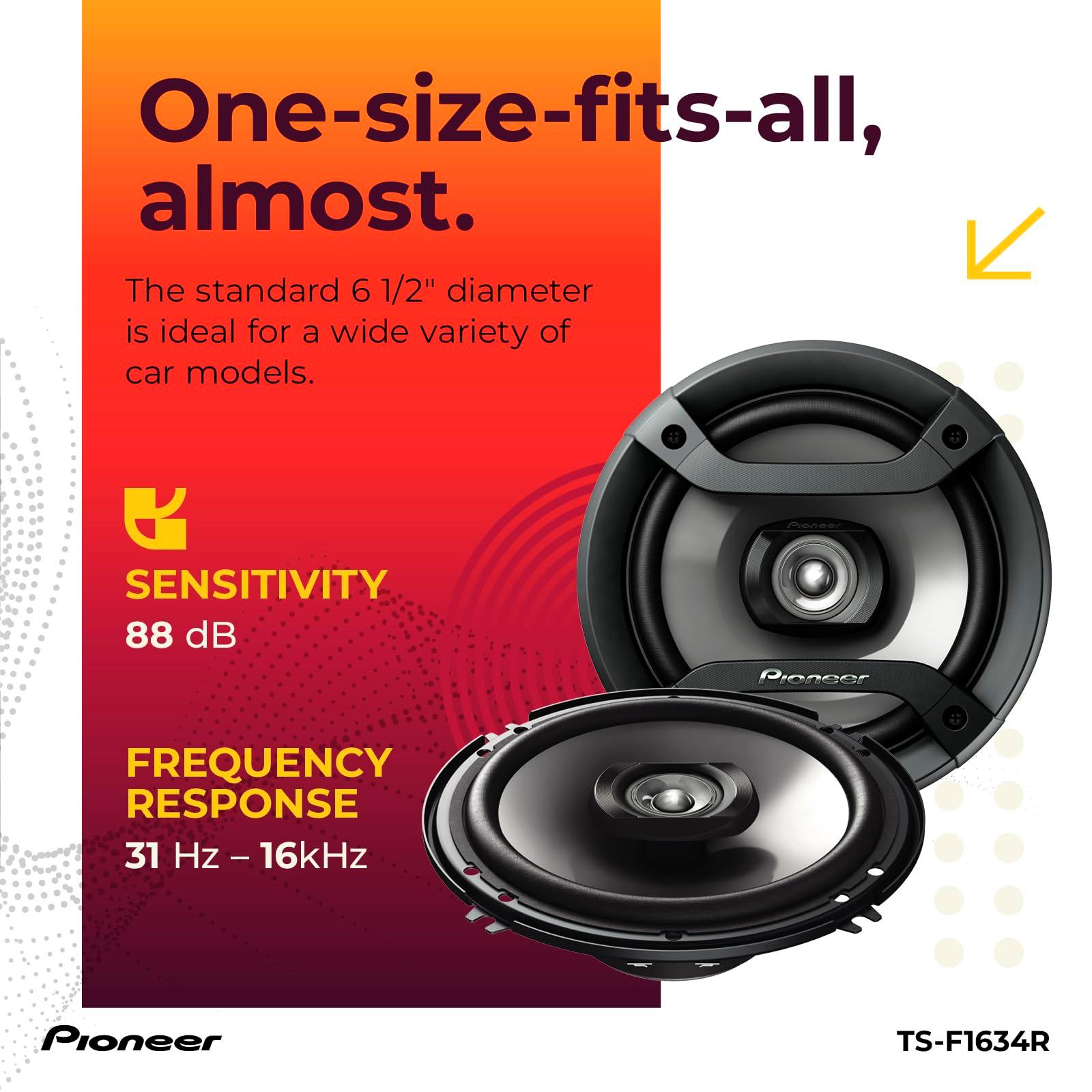 Pioneer F-Series TS-F1634R 6.5” Round Coaxial 2-Way Car Speakers (Pair) – 200W, Black - Image 5