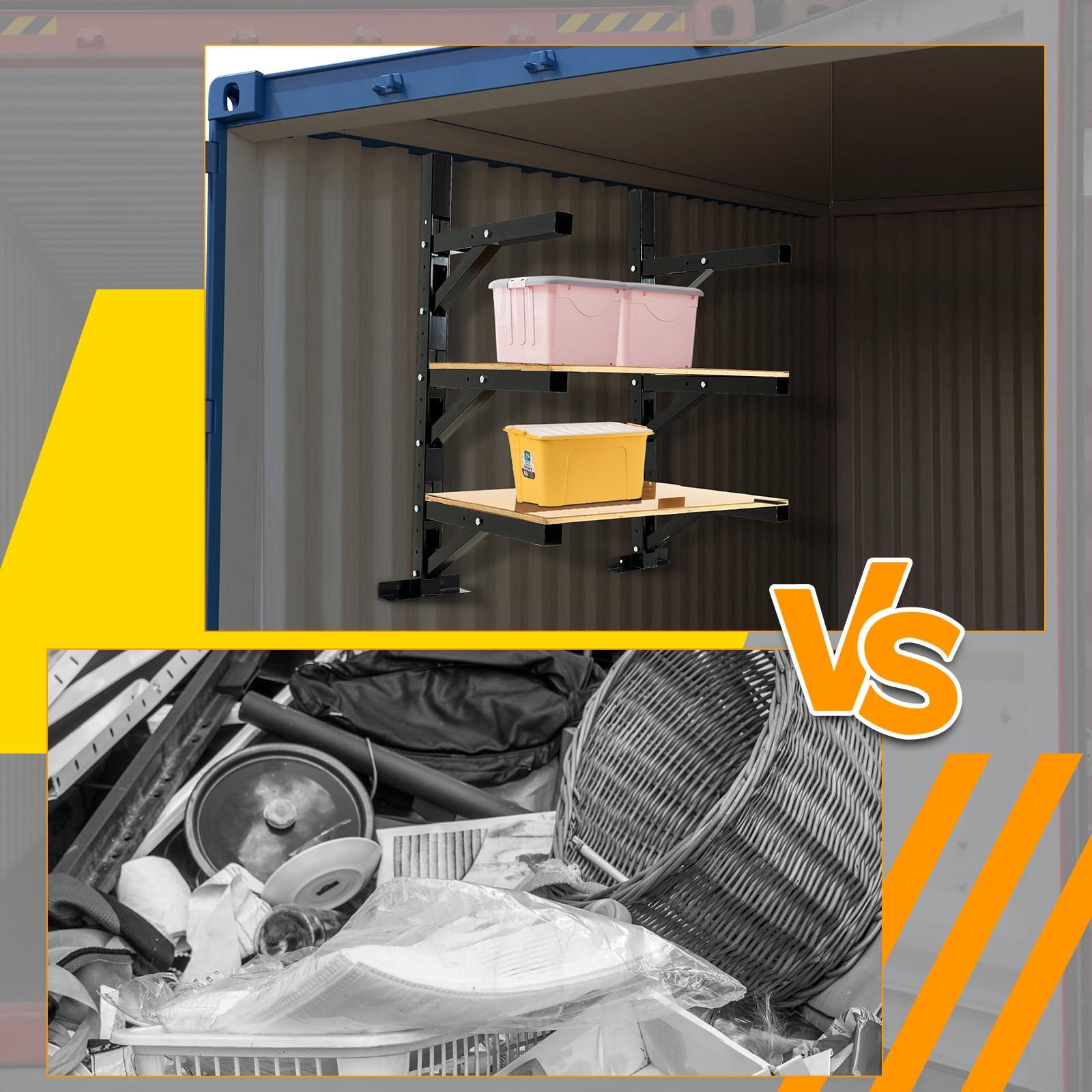 Briwooody 2 Pack Shipping Container Shelving Adjustable Heavy Steel, Shipping Container Accessories, Hanging Shelf Brackets for Heavy Duty Trailer Containers(3 Layer) - Image 5