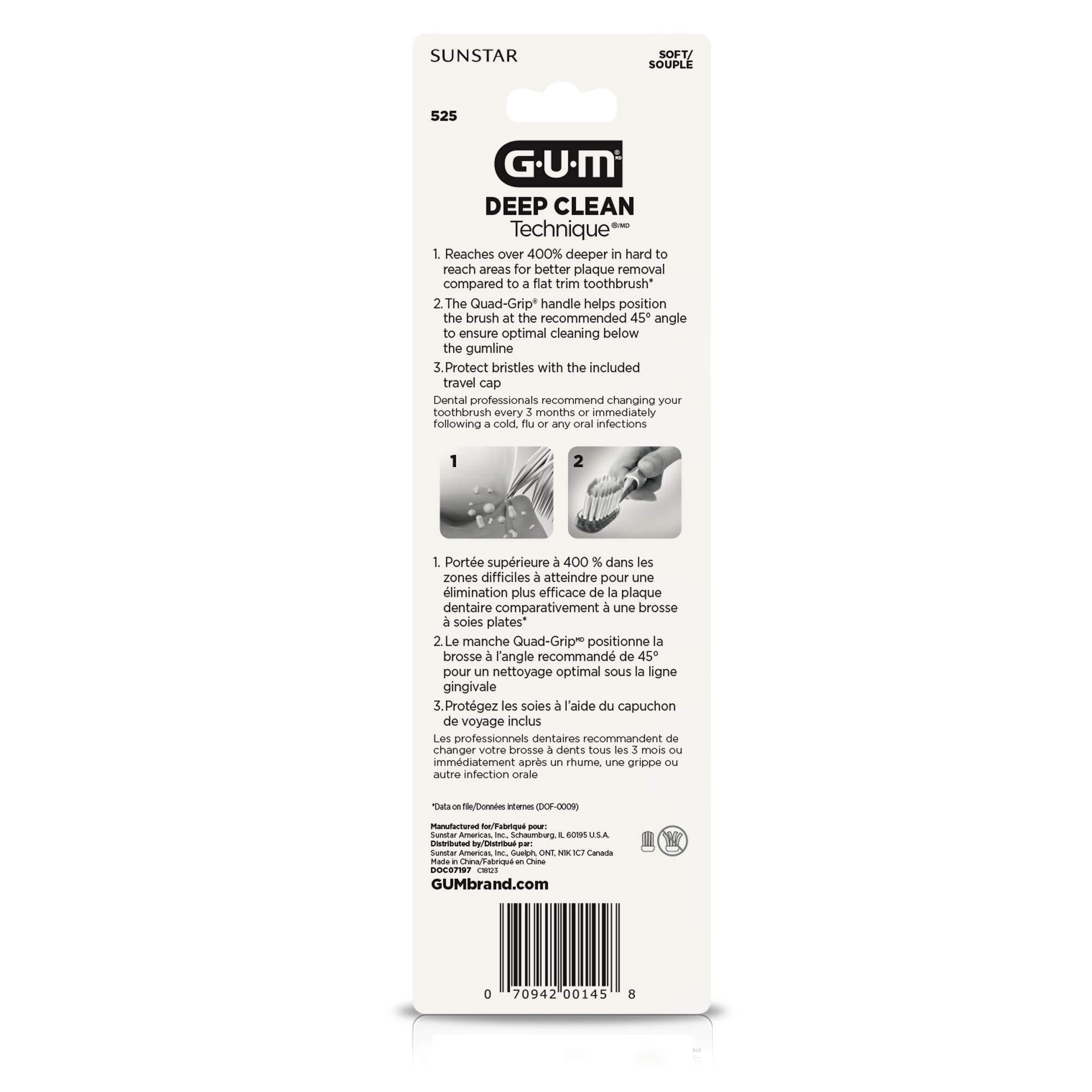 GUM Technique Deep Clean Toothbrush - Compact Head - Soft Toothbrushes for Adults with Sensitive Soft Bristles, 3ct - Image 2