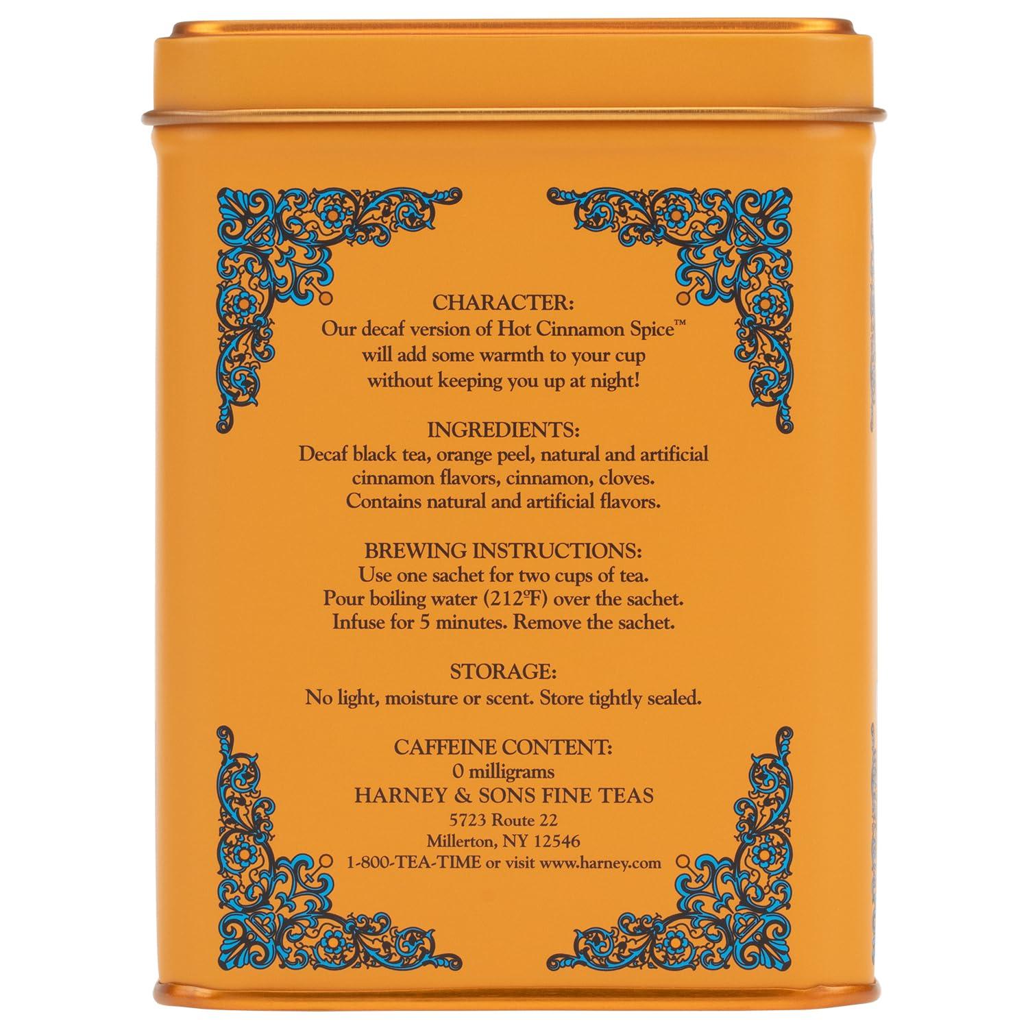 Harney and Sons Decaf Hot Cinnamon , Decaf Flavored Black 20 Sachets per Tin 1.4oz - Image 5