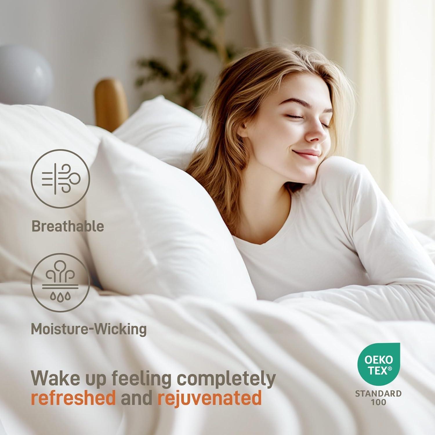 Hypoallergenic Viscose from Bamboo Soft Pillows with Down Alternative Filling, King Size set of 2, Moisture-Wicking, Luxury Hotel Quality, Ideal for Back And Stomach Sleeper, Oeko-Tex Certified - Image 4