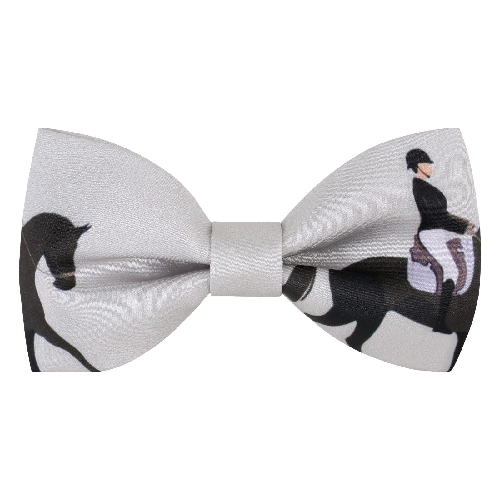 CHEIVEMENG Men's Horse Race Bow Tie Satin Silk Pre-tied Solid Horse Racing Bow Ties for Men with Gift Box