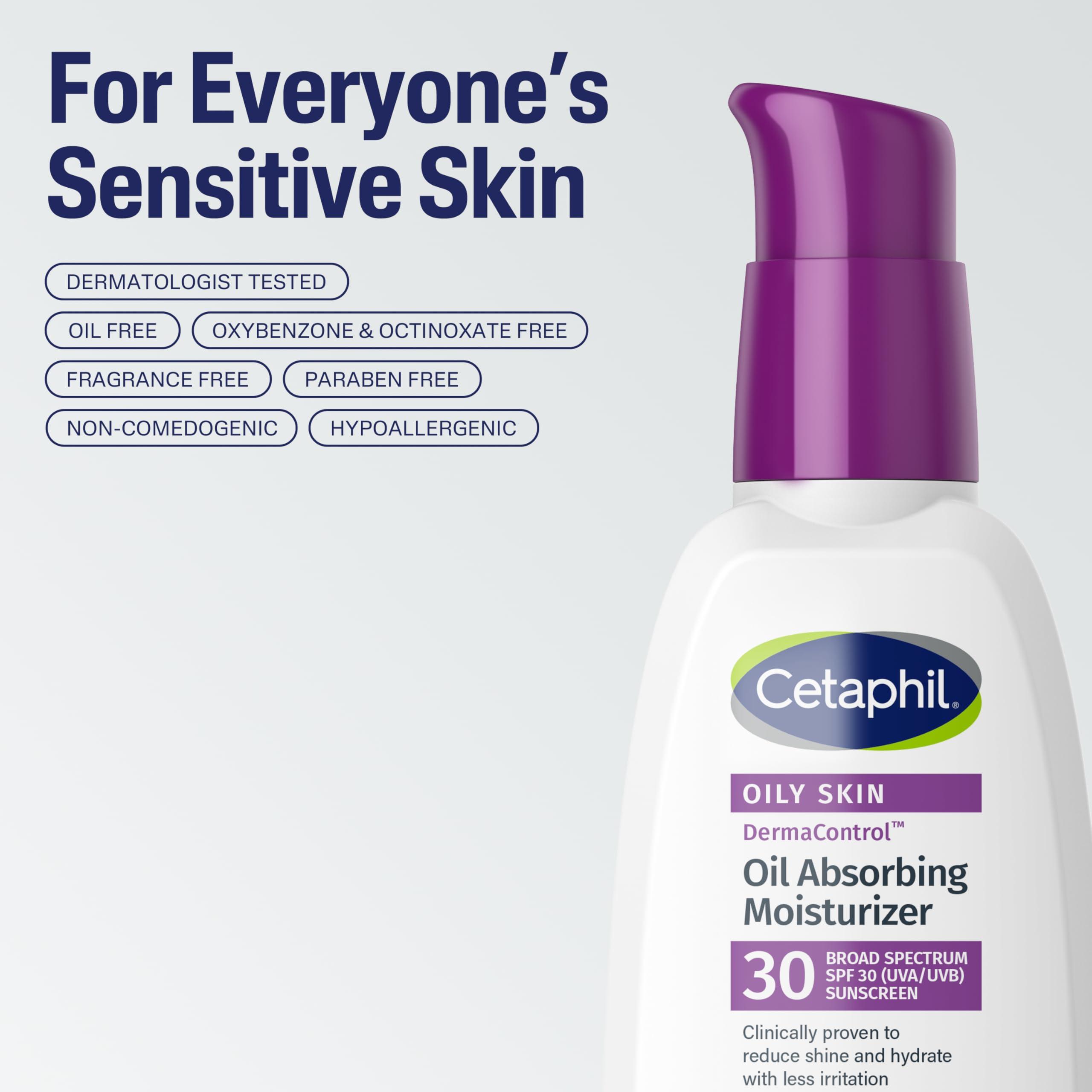 Cetaphil DermaControl Oil Absorbing Moisturizer with SPF 30, For Sensitive, Oily Skin, 4 Fl oz, Absorbs Oil, Reduces Shine, Hydrates, Protects, No Added Fragrance - Image 7