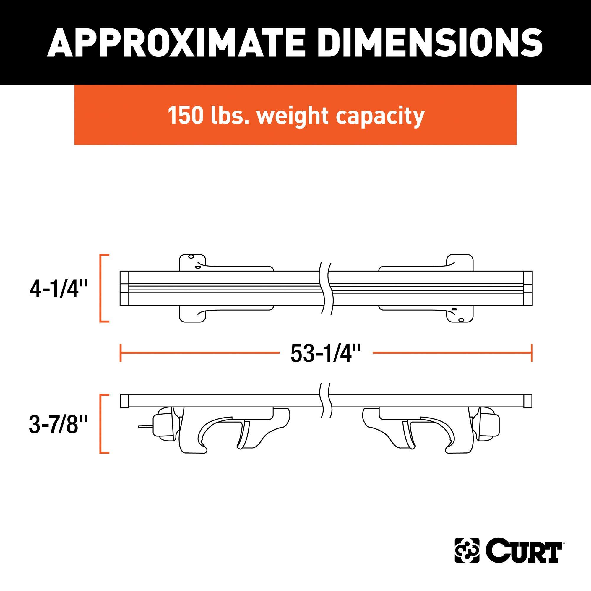 CURT 18118 Universal 53-3/8-Inch Black Aluminum Roof Rack Cross Bars, 2-Pack - Image 2