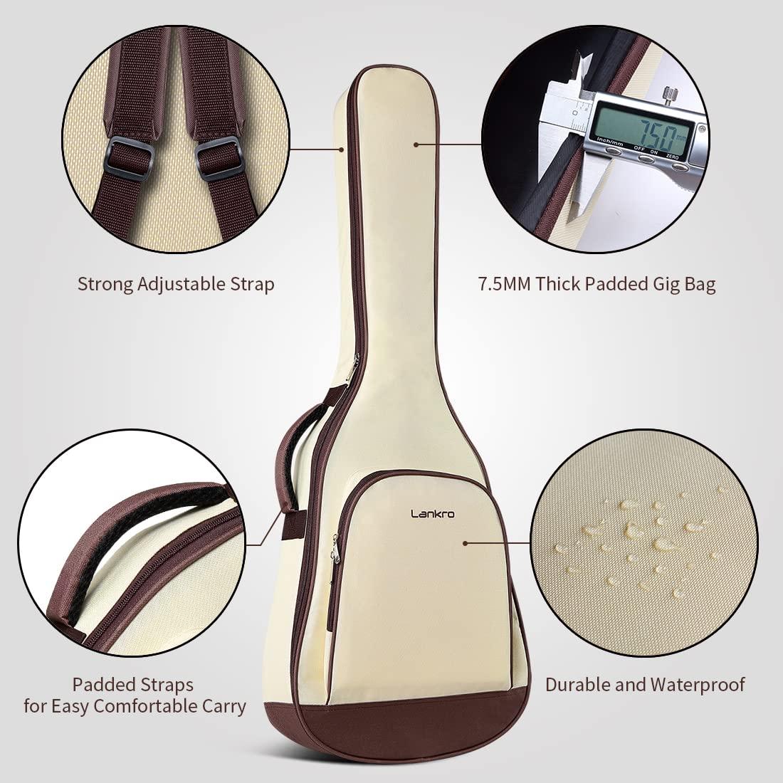Lankro 38 in Guitar Acoustic Guitar Beginner kit Adult Cutaway Acoustic Guitar Guitarras Starter Set Bundle with Padded Gig Bag, Strap, Capo, Strings, Picks - Image 4