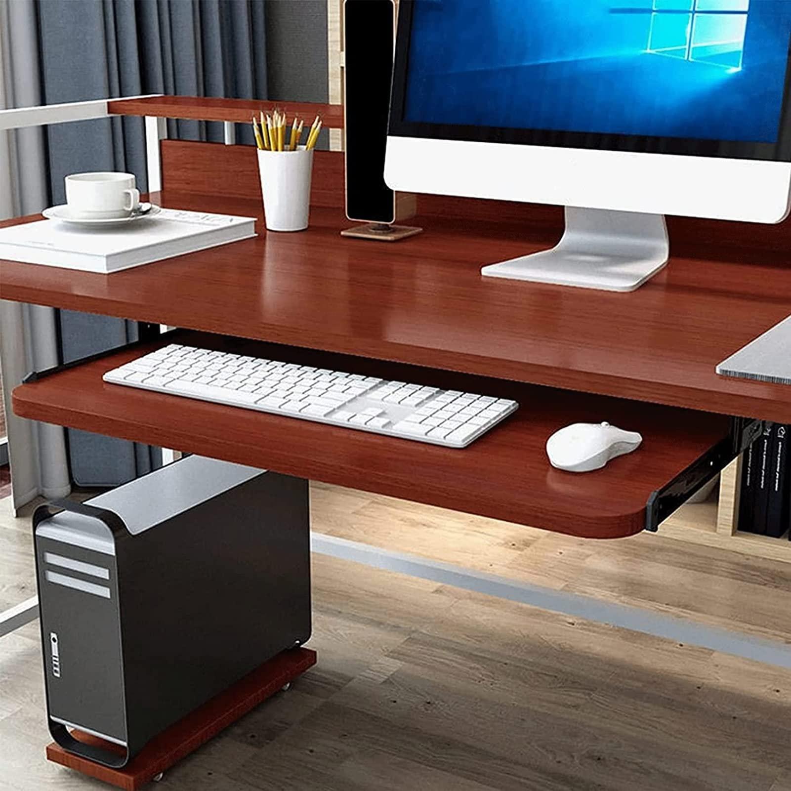 Keyboard Tray Under Desk Storage, Desk Extender for Keyboard And Mouse, Wooden Keyboard Drawer Tray Under Desk Sliding Keyboard Platforms Ergonomic Underdesk Keyboard Tray Shelf, Easy Installation