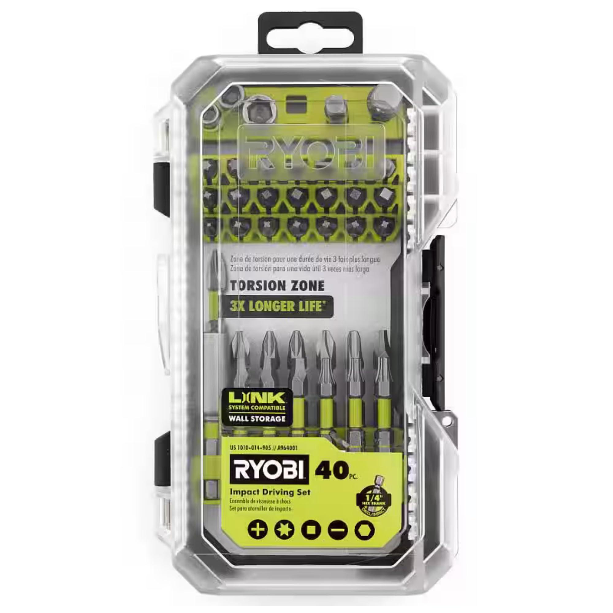 Cordless Drill Set Bundle with Ryobi 18V ONE+ Drill Driver, 3/8 Inch Chuck, 40 Piece Bit Set, 1.5 Ah 18-Volt Lithium-ion Battery, 18-Volt Charger and Buho 16 Inch Tool Bag - Image 3