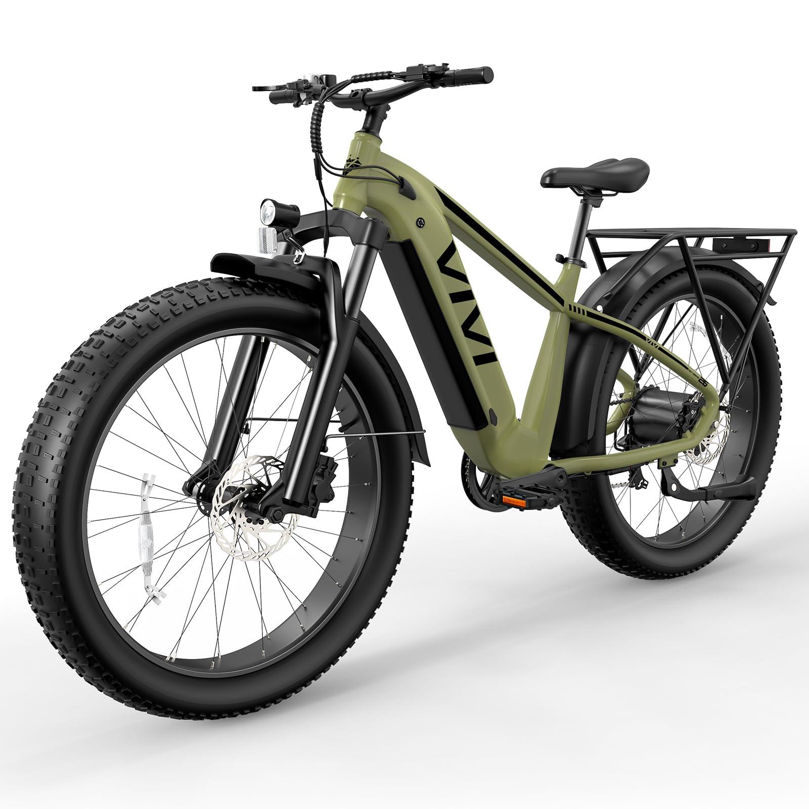 Vivi ACE01 Electric Bike for Adults, 26" x 4.0 Fat Tire Ebike, 1475W Peak Motor Torque Sensor Electric Mountain Bike, 25MPH Electric Bicycle with 48V 15AH Battery, Hydraulic Brake, UL 2849 Certified