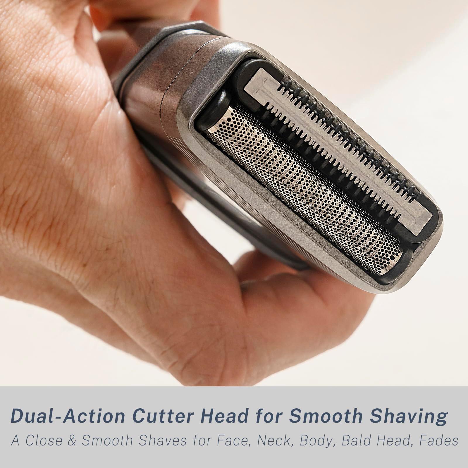 Compact Electric Shavers for Men Face - Portable Travel Electric Razors for Mens Bald Head Waterproof Wet/Dry - Dual-Action Blades for Close Stubble Shaving - USB-C Rechargeable - Image 7