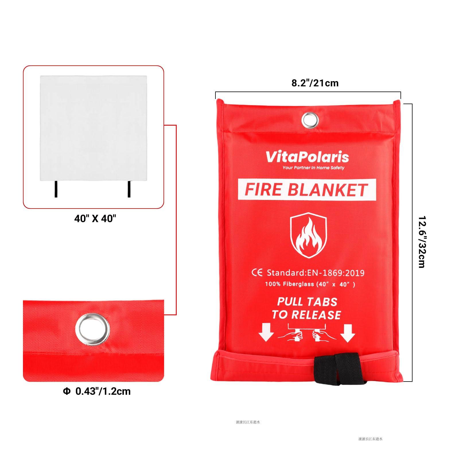 VitaPolaris Heavy-Duty Emergency Fire Blanket, 2 Pack – Fireproof Fiberglass Blanket for Kitchen, Home, Car, Grill, Fireplace, Camping, Heat Shield, Grease Fires, Emergency Fire Suppression - Image 2
